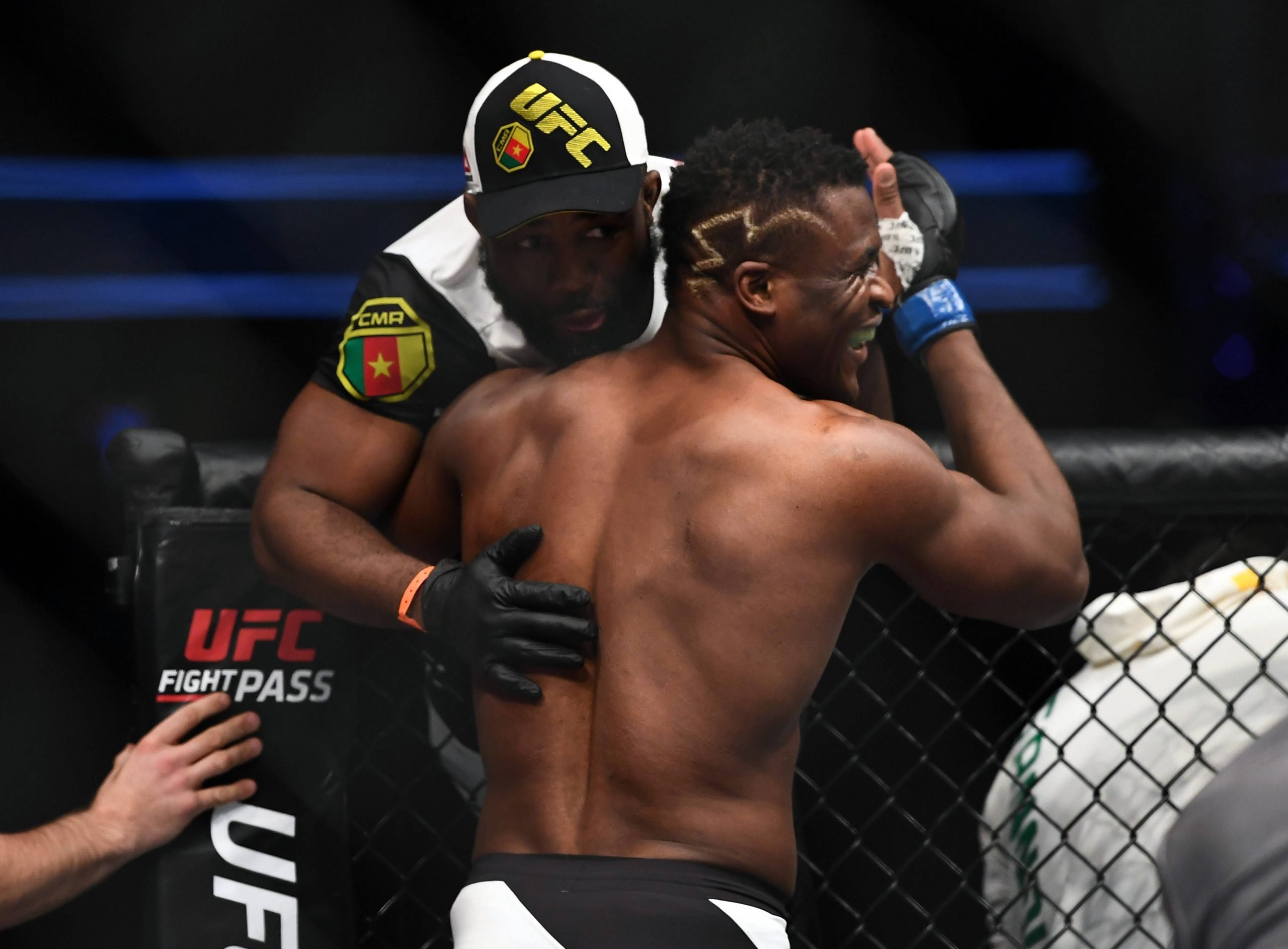 MMA: UFC Fight Night-Arlovski vs Ngannou, Jan 28, 2017 Denver, CO, USA Francis Ngannou blue gloves reacts after defeating Andrei Arlovski red glove...