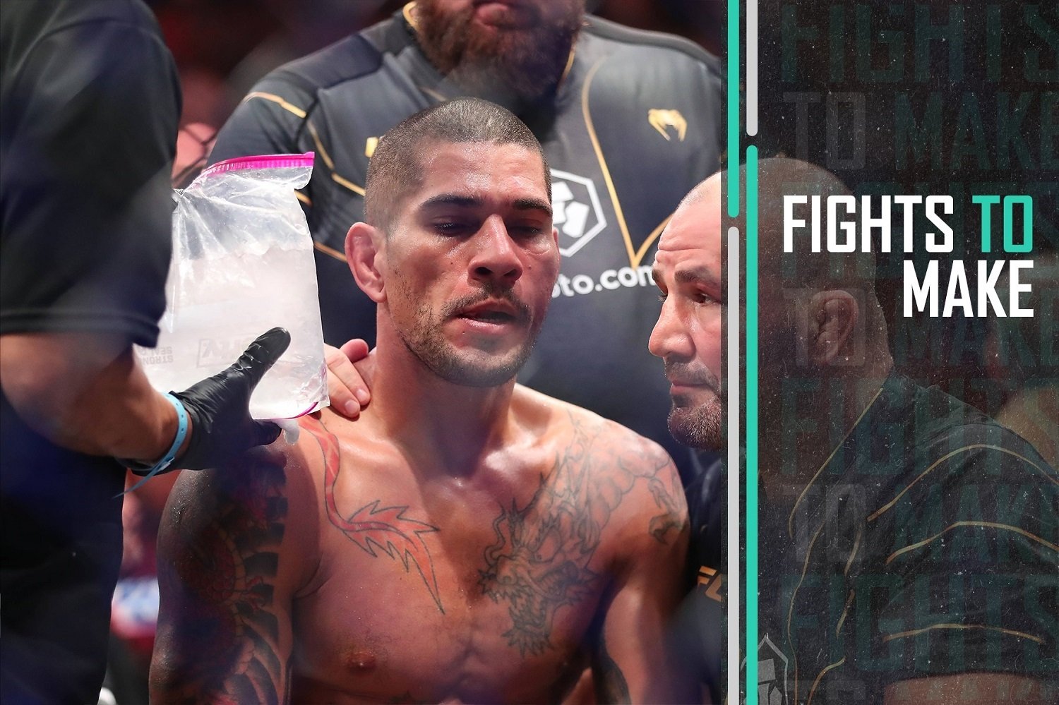 Alex Pereira is tended to after his loss at UFC 287.