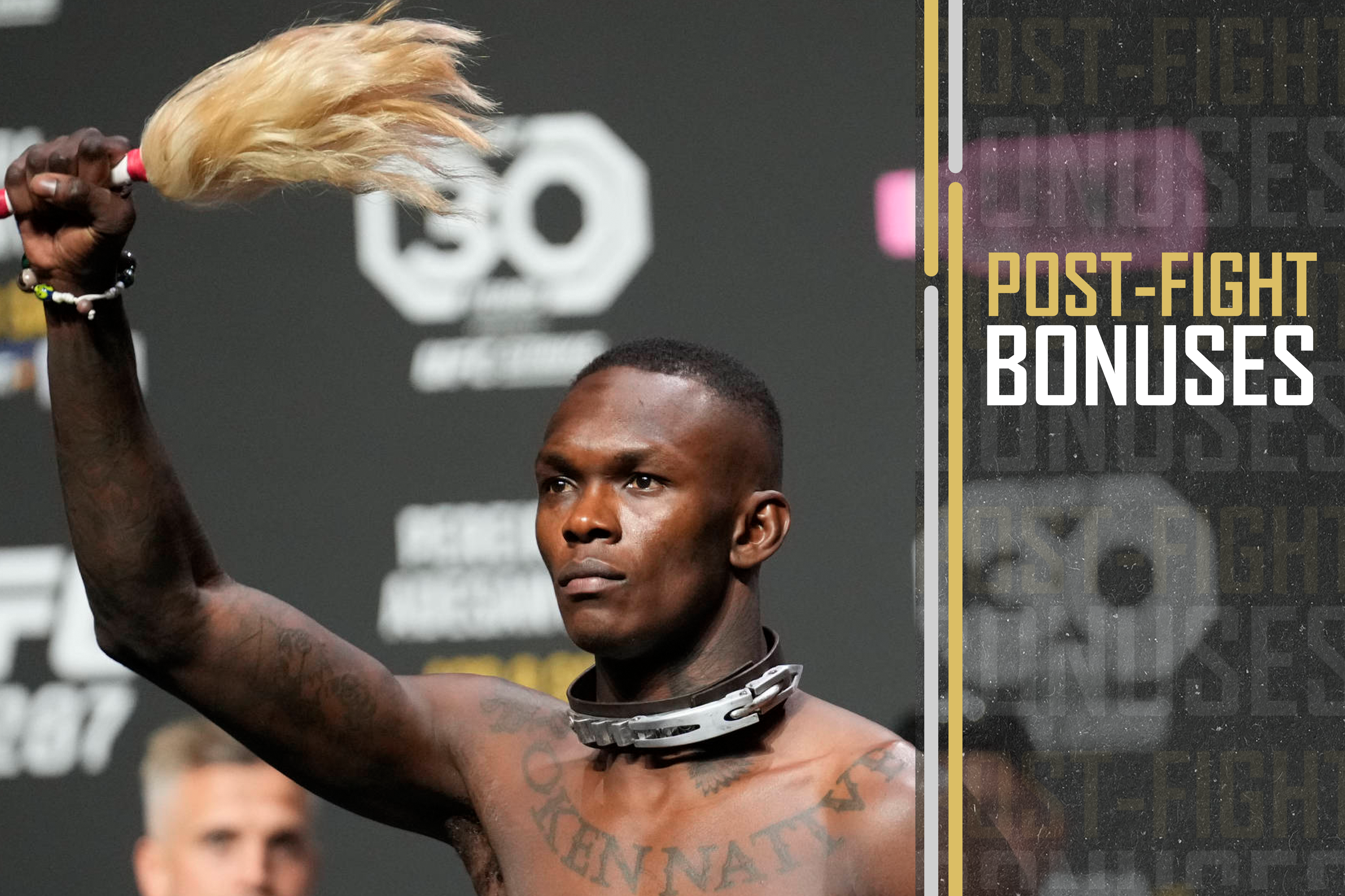 Israel Adesanya at the ceremonial weigh-ins for UFC 287.