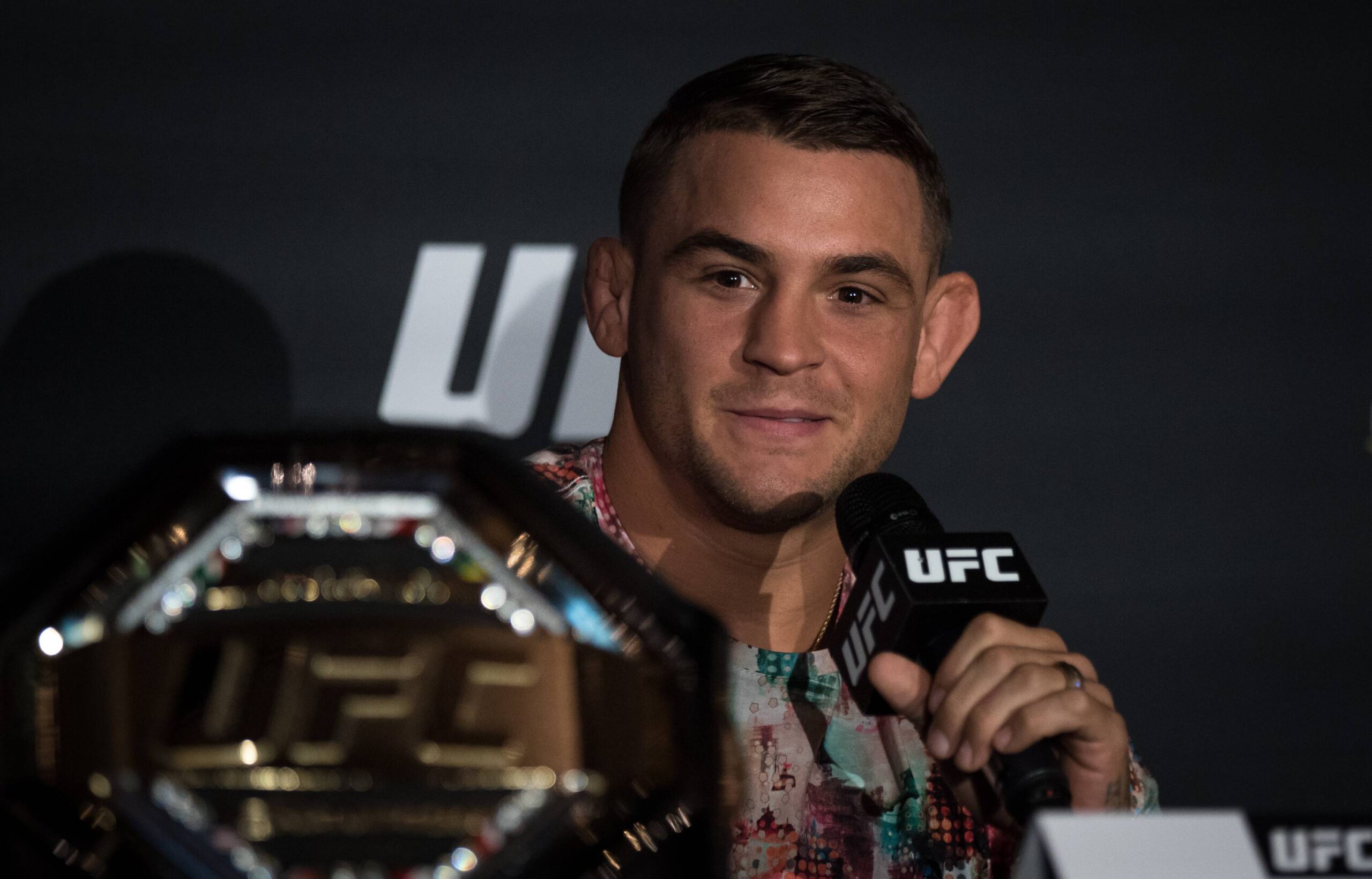 Dustin Poirier speaks to the media ahead of UFC 242.