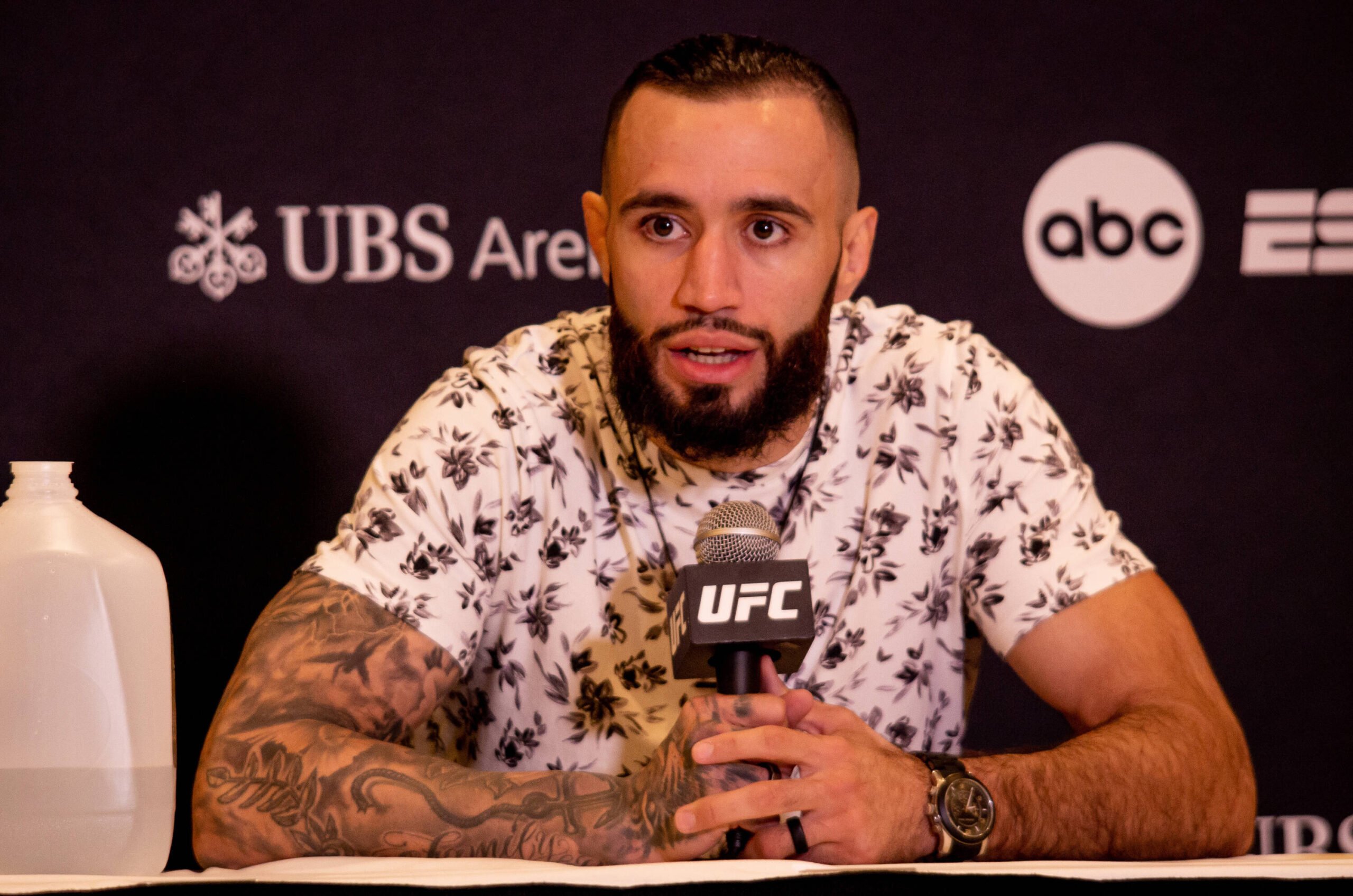 Shane Burgos talks to media ahead of his PFL debut.
