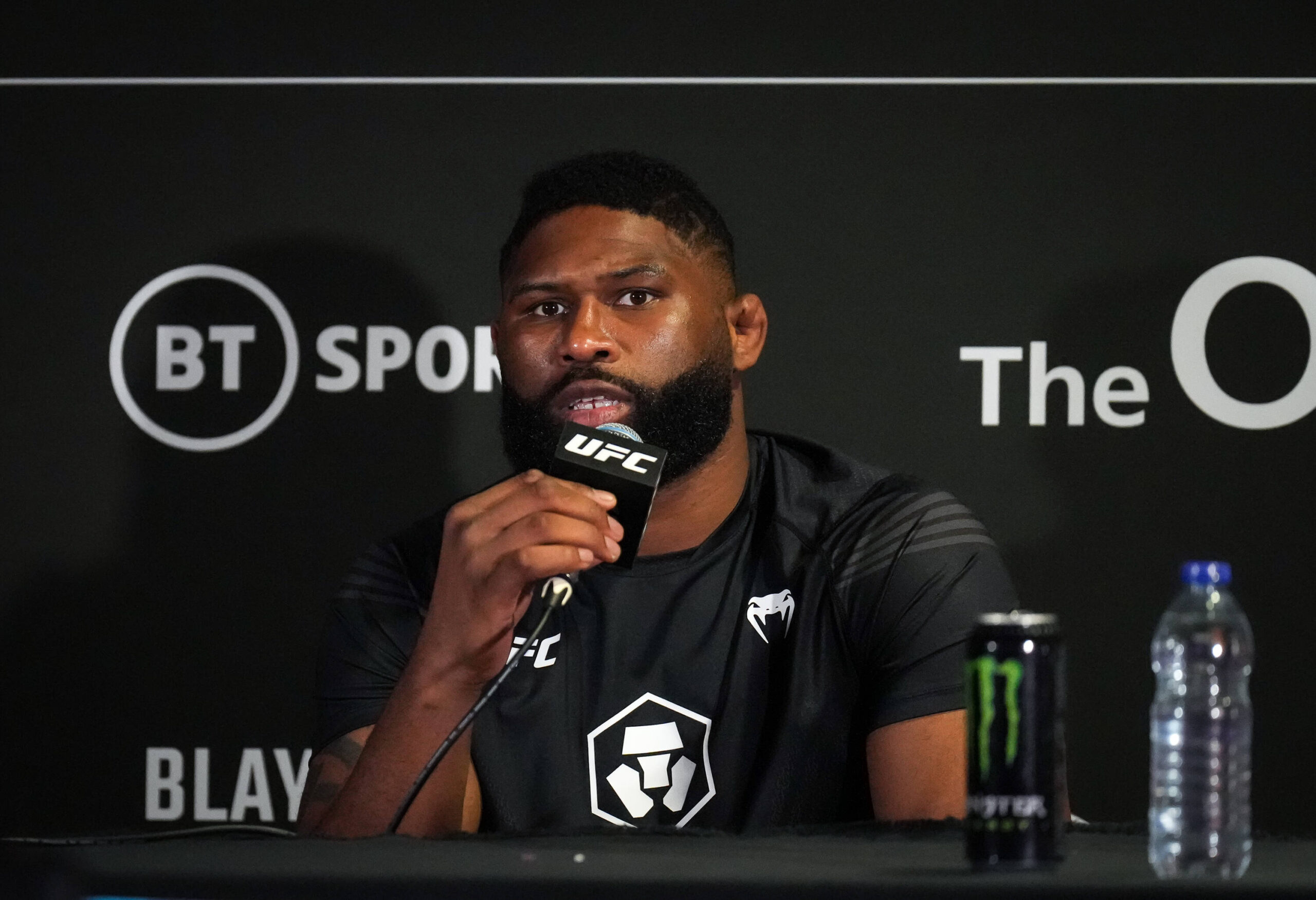 Curtis Blaydes at his post-fight press conference at UFC London in July 2022.