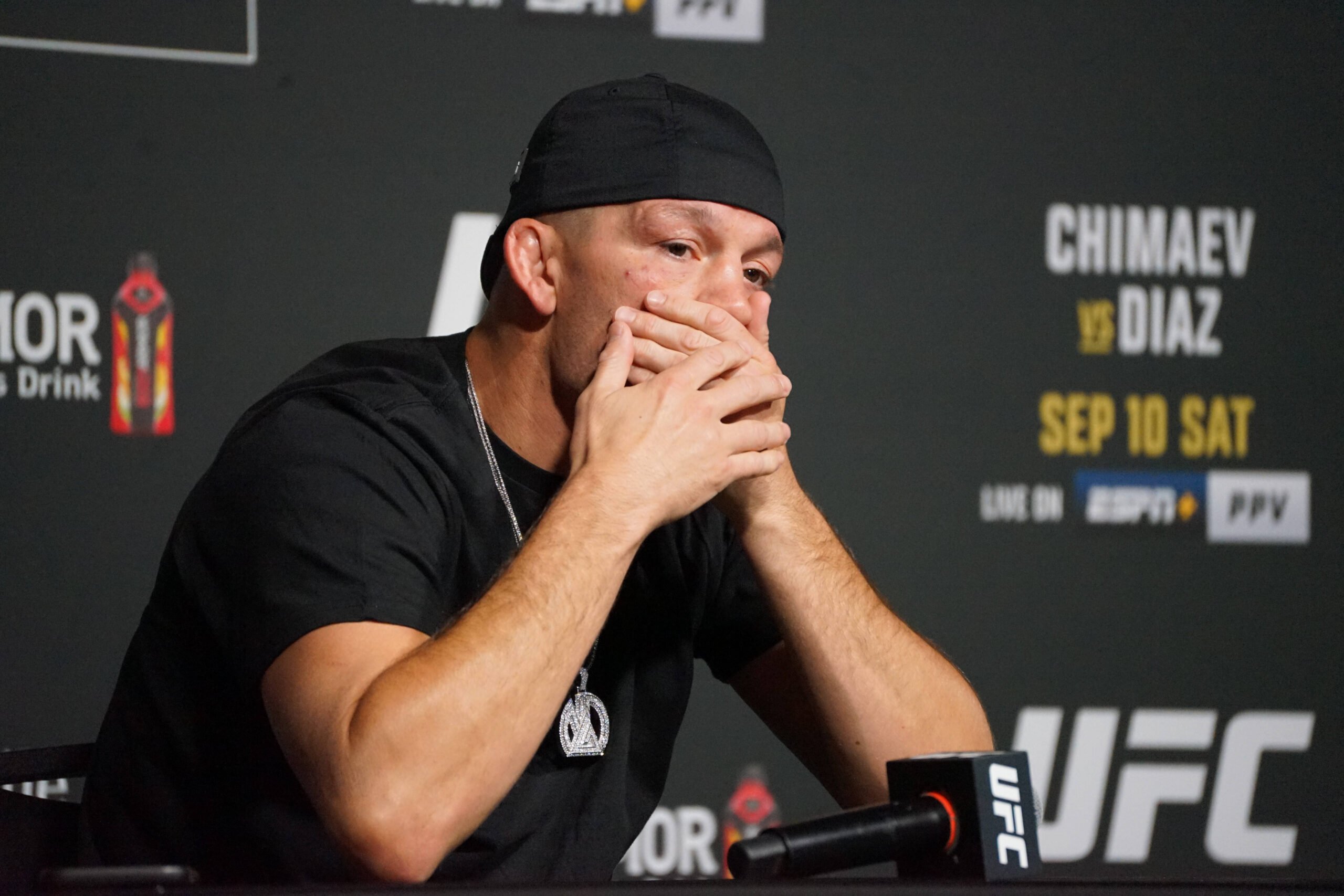 Nate Diaz at a UFC presser. IMAGO / Icon Sportswire