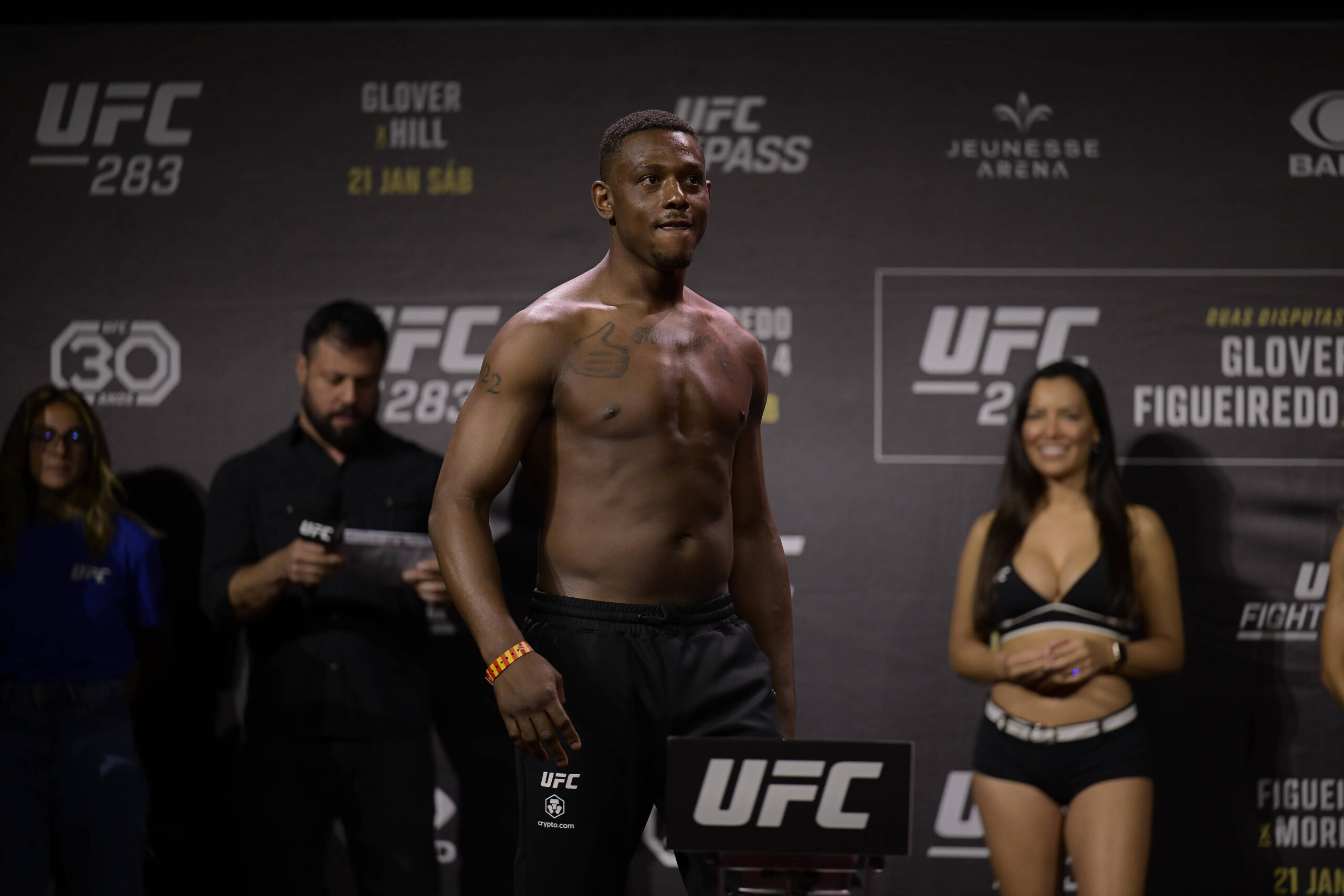 Jamahal Hill at weigh-ins for UFC 283.