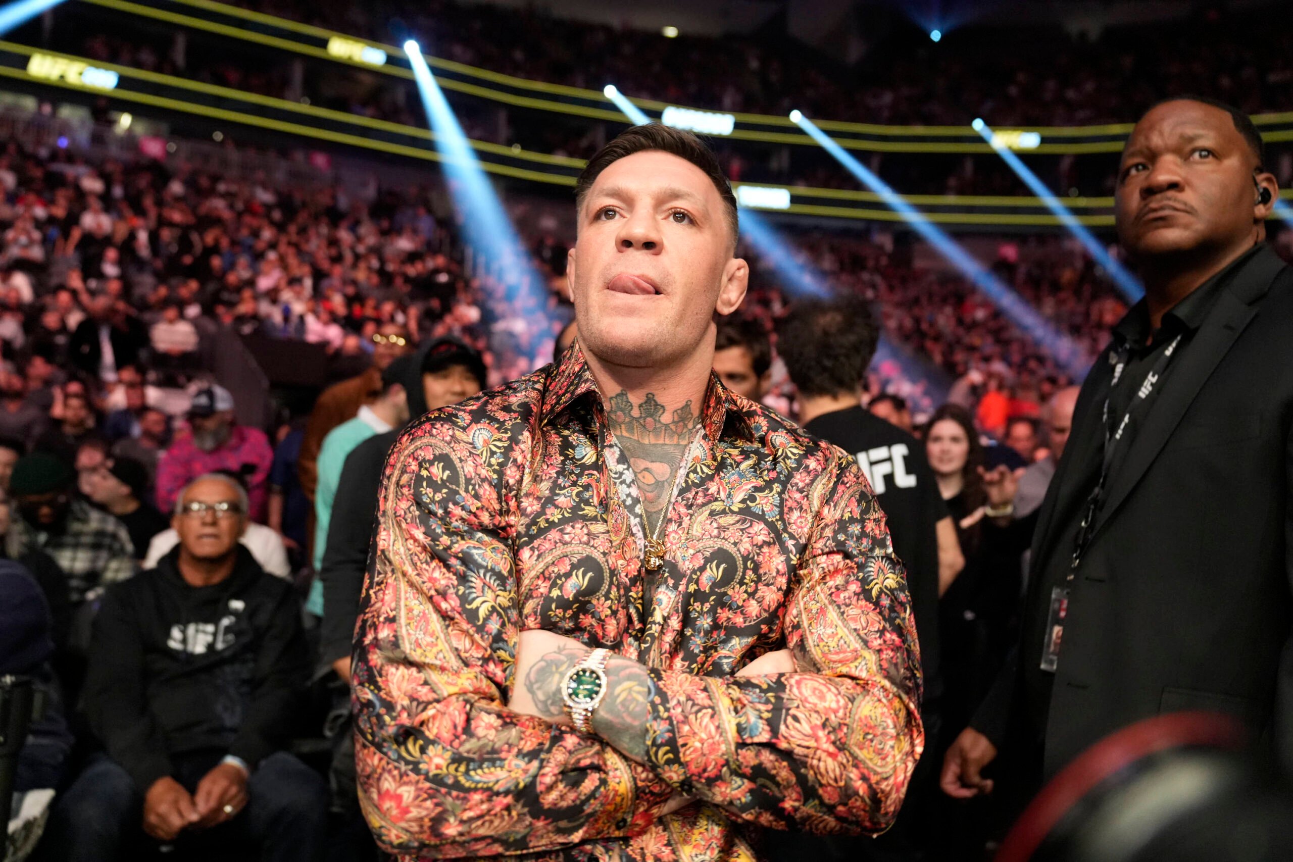 March 4, 2023, Las Vegas, NV, LAS VEGAS, NEVADA, United States: LAS VEGAS, NV - March 4: Conor McGregor at T-Mobile Arena for UFC 285 -Jones vs Gan...