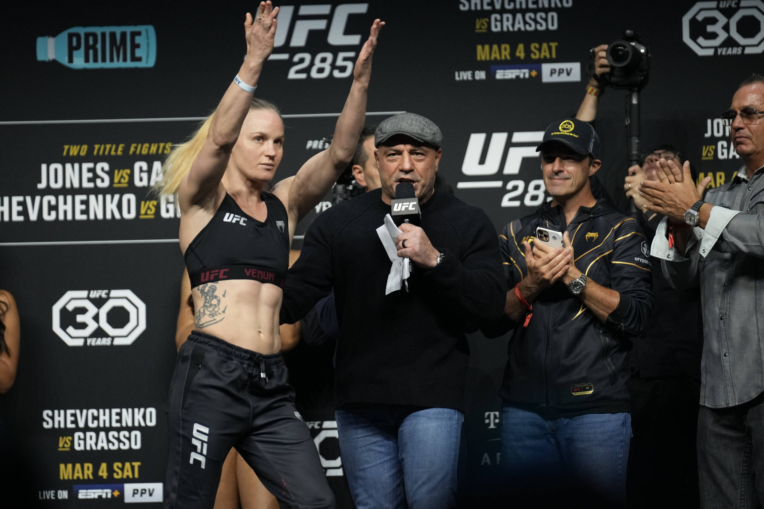 Joe Rogan MCs for UFC 285 weigh ins.