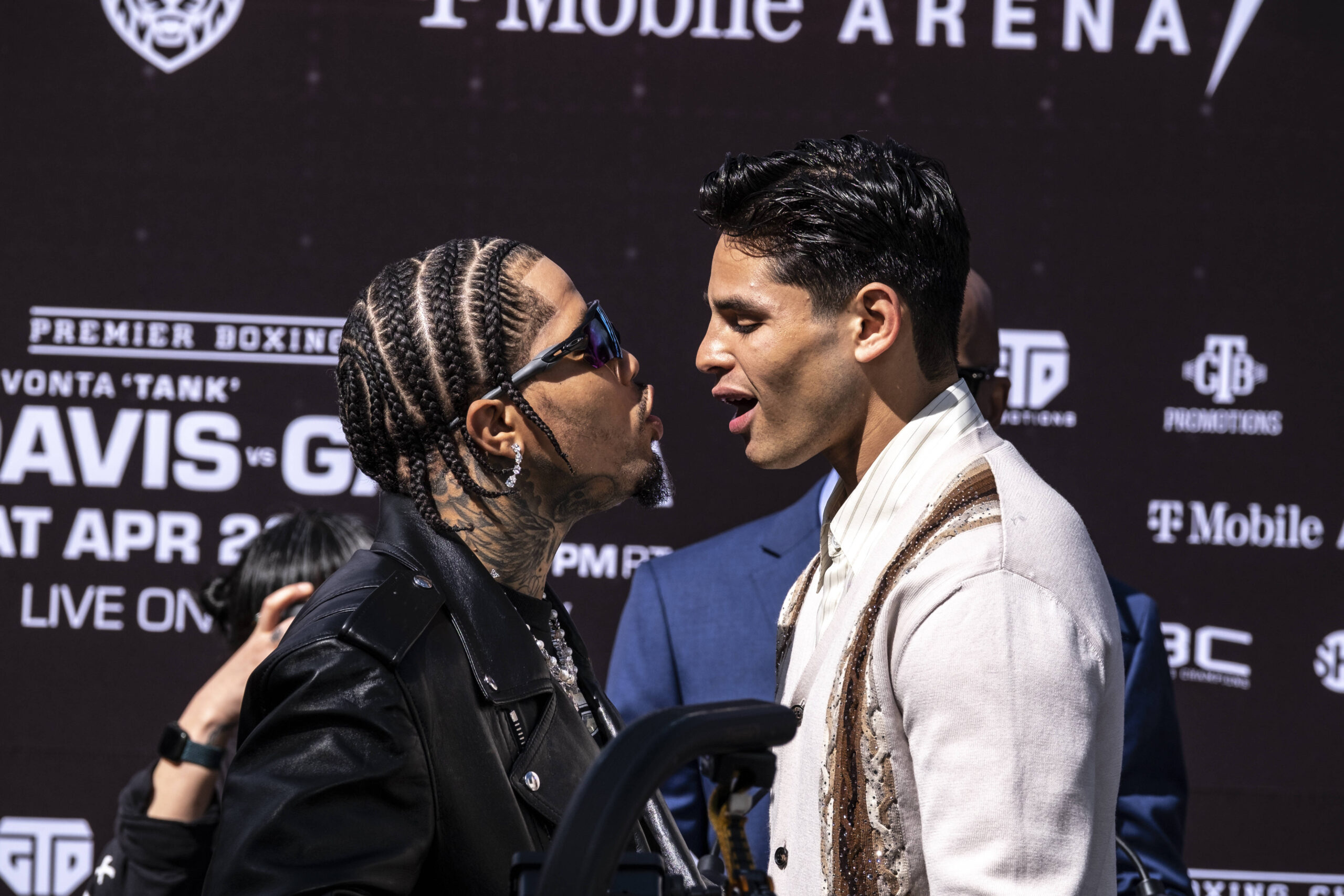 Gervonta Davis and Ryan Garcia at a pre-fight press conference in March 2023.