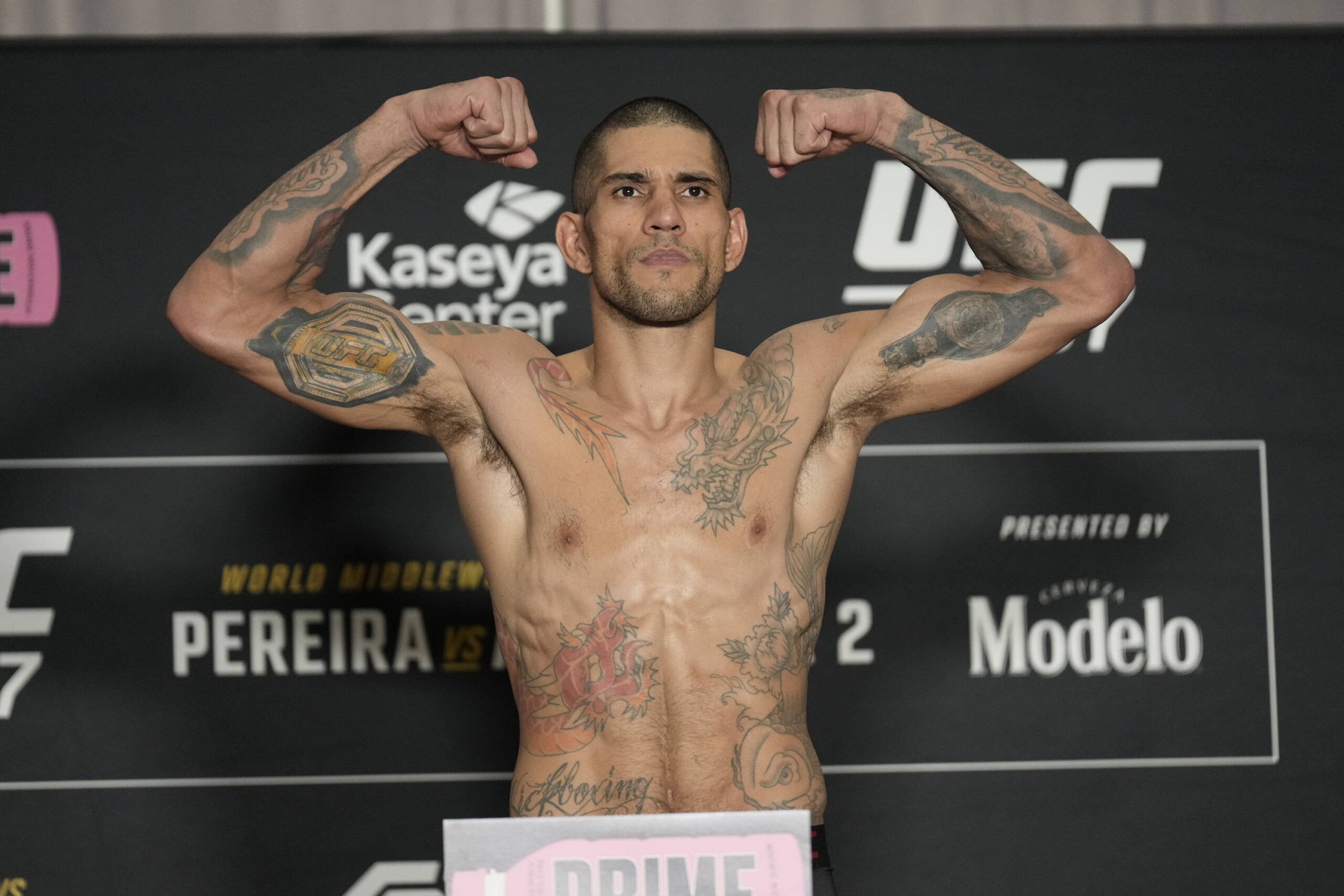 Alex Pereira at weigh-ins for UFC 287 in April 7, 2023.