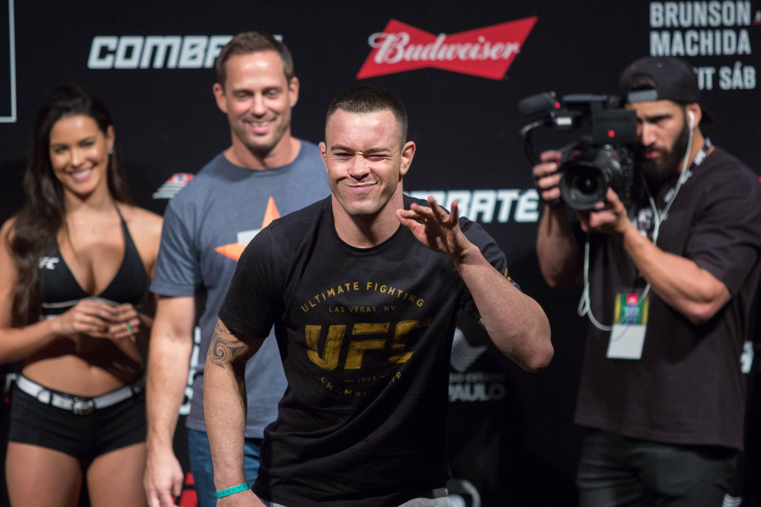 Colby Covington poses during the weigh-ins in São Paulo, Brazil in 2017.