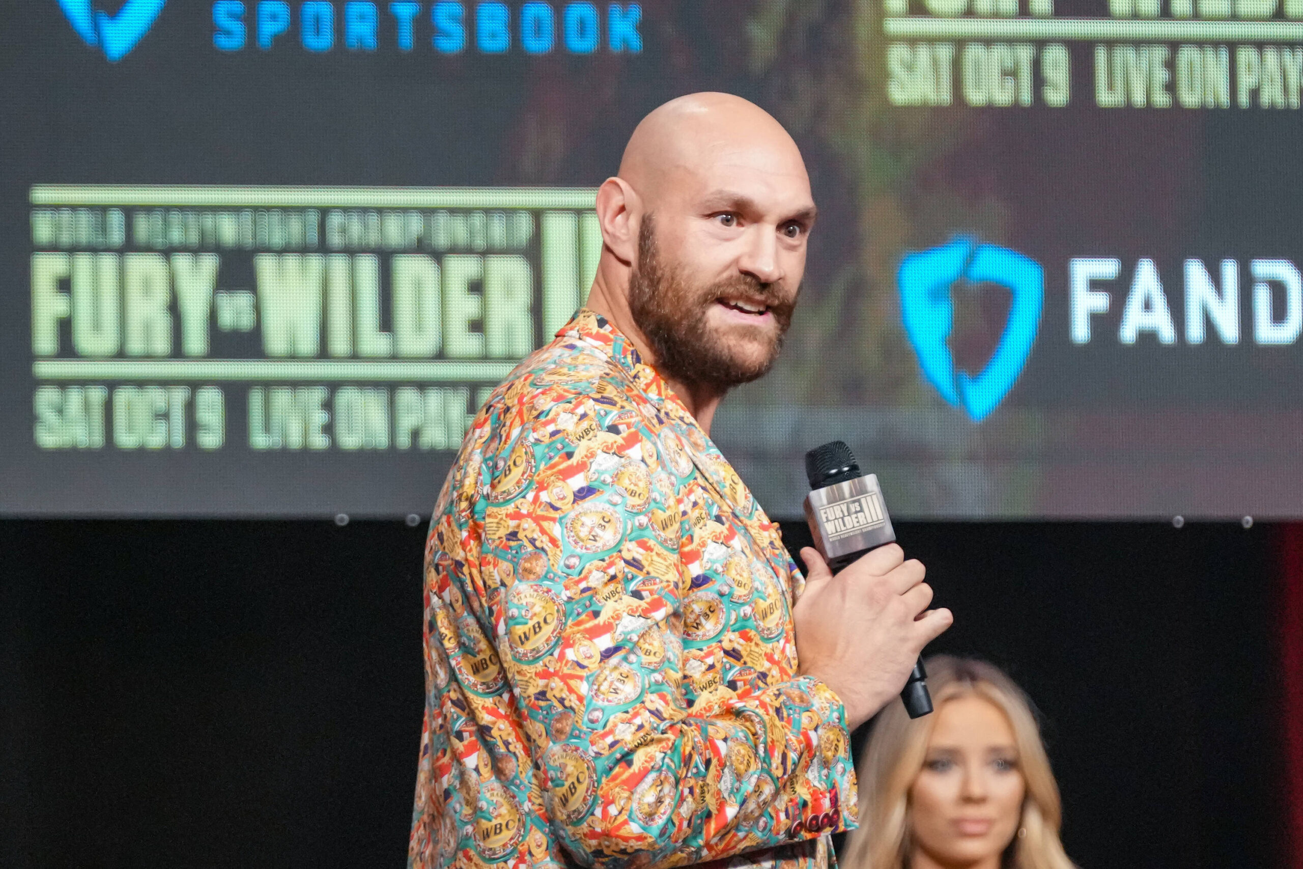 Tyson Fury during a press conference in Las Vegas in 2021.