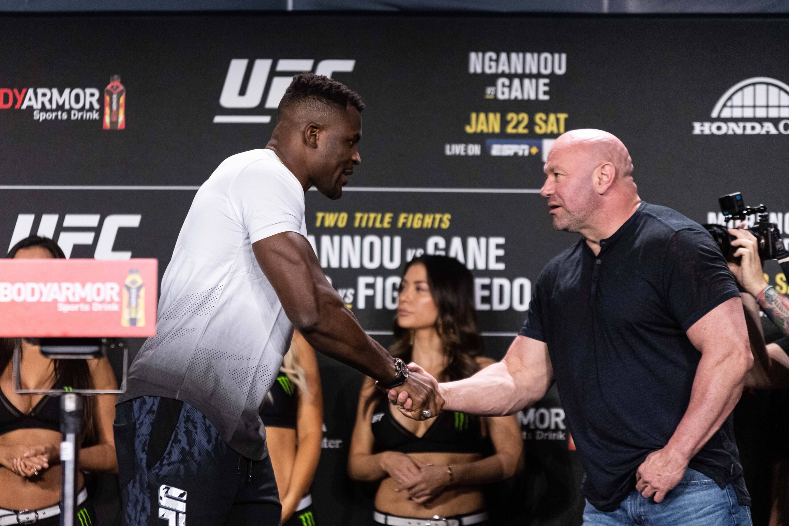 Francis Ngannou and Dana White.