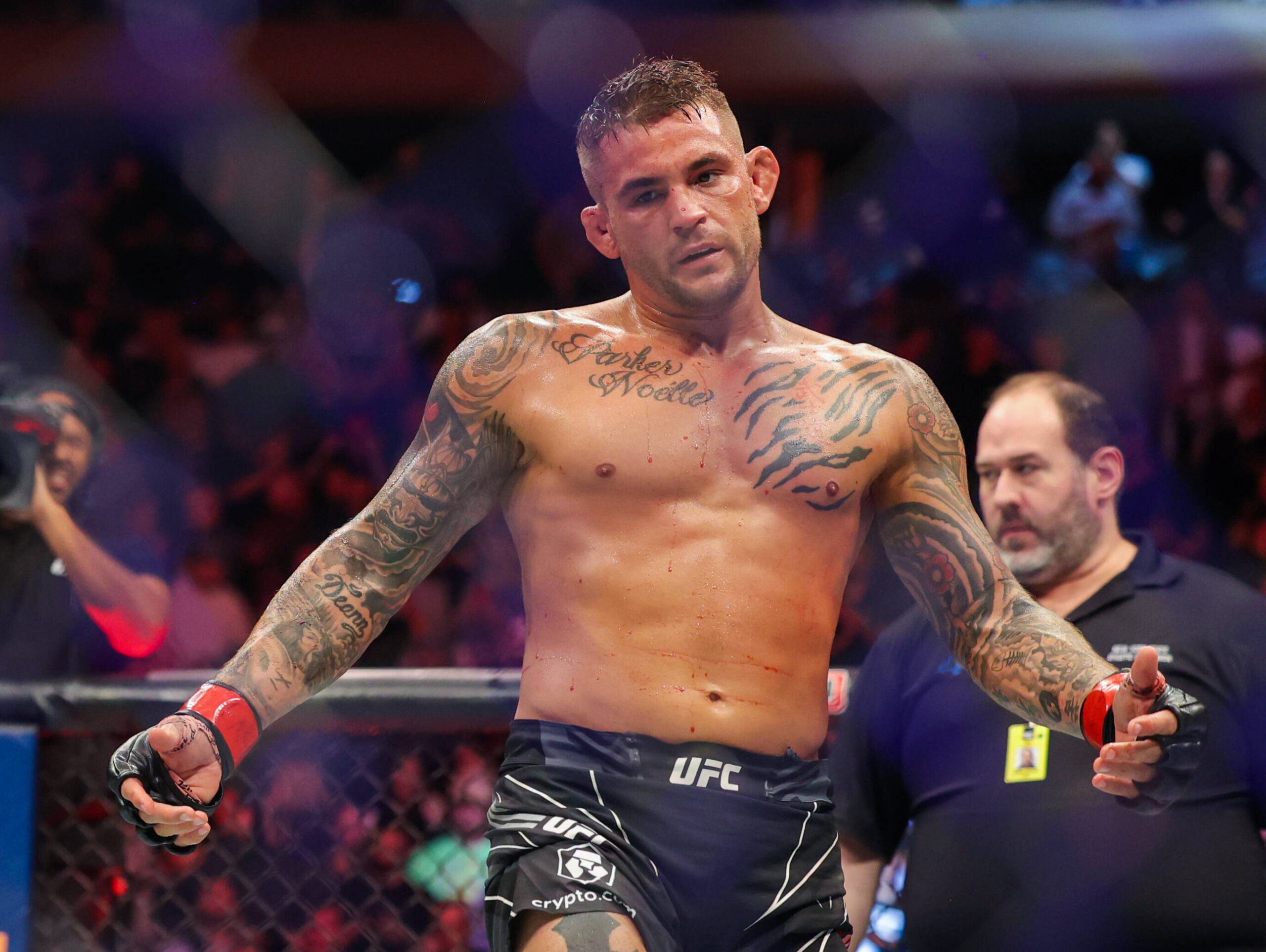 BMF title contender Dustin Poirier after defeating Michael Chandler at UFC 281.