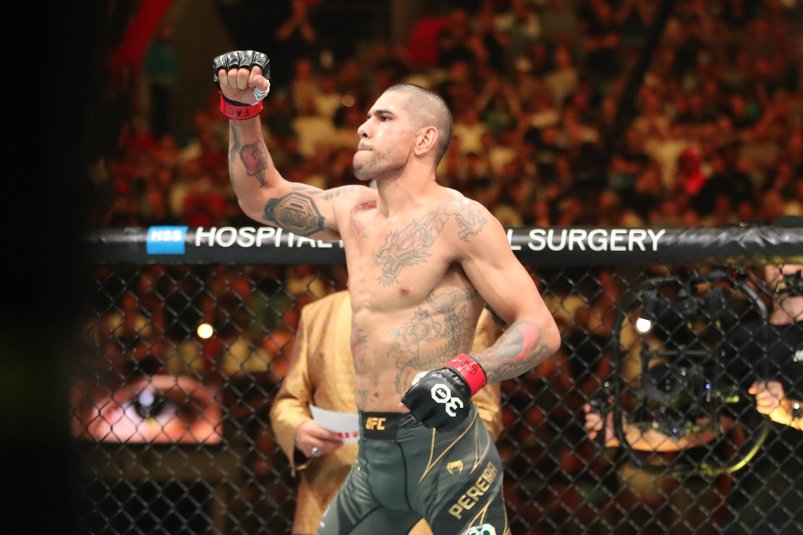 Alex Pereira entering the Octagon at UFC 287.
