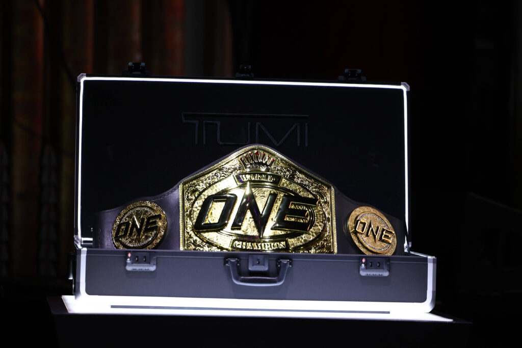 Championship belt ahead of ONE Fight Night 10. IMAGO/ZUMA Wire