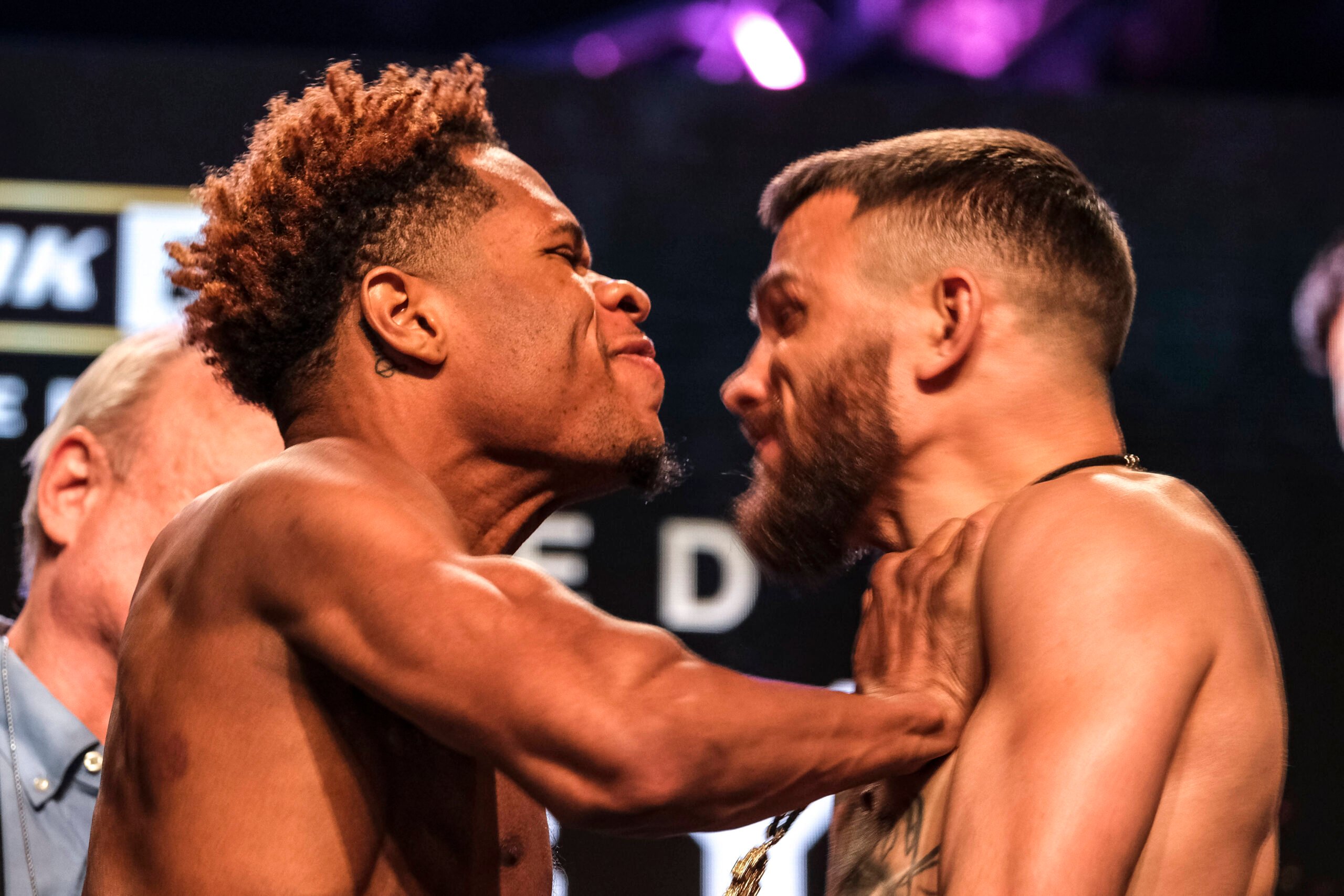 Haney shoves Lomachenko at their weigh-in before the fight