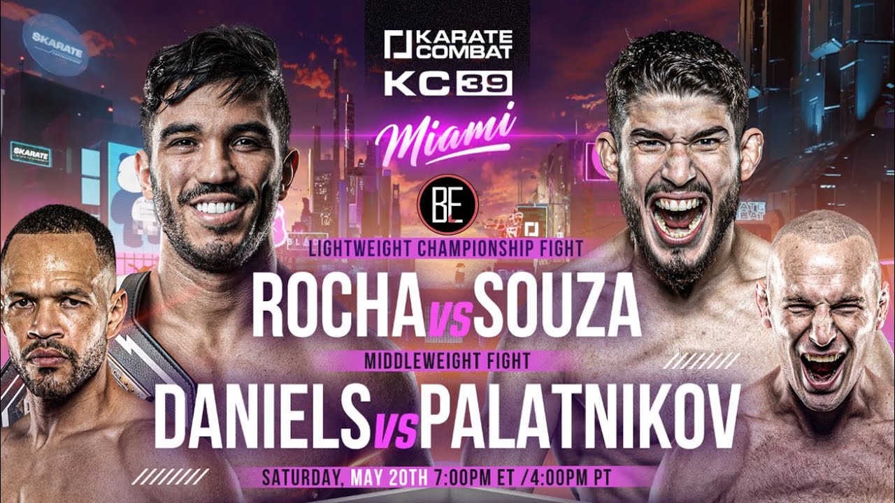Karate Combat, Karate Combat 39, KC39, Rocha vs Souza, Daniels vs Palatniko, Georges St-Pierre, Bas Rutten, Official Fight Poster