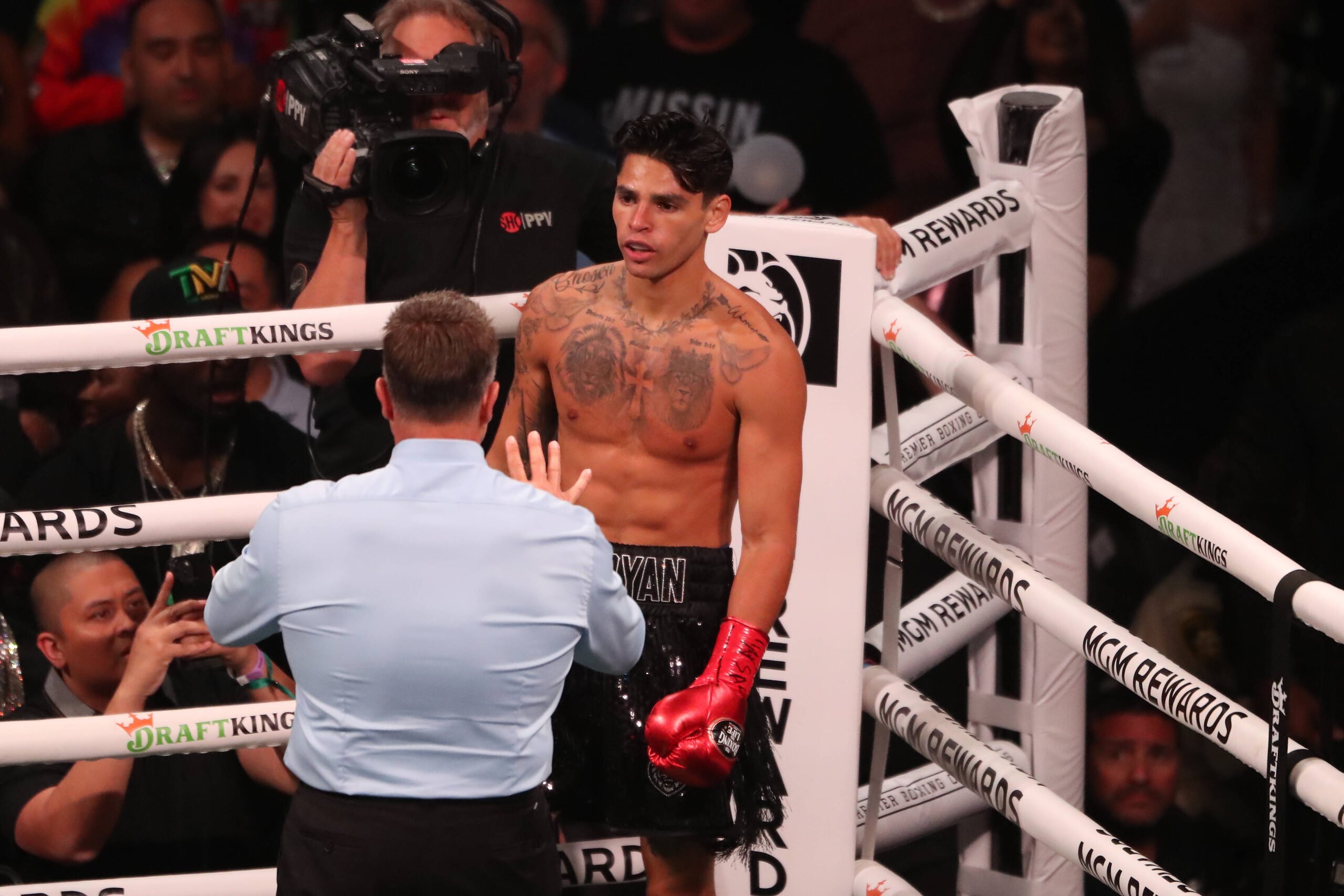 April 22, 2023, Las Vegas, Nevada, LAS VEGAS, NEVADA, United States: LAS VEGAS, NEVADA -April 22: Ryan Garcia in the 12-round main-event Lightweigh...