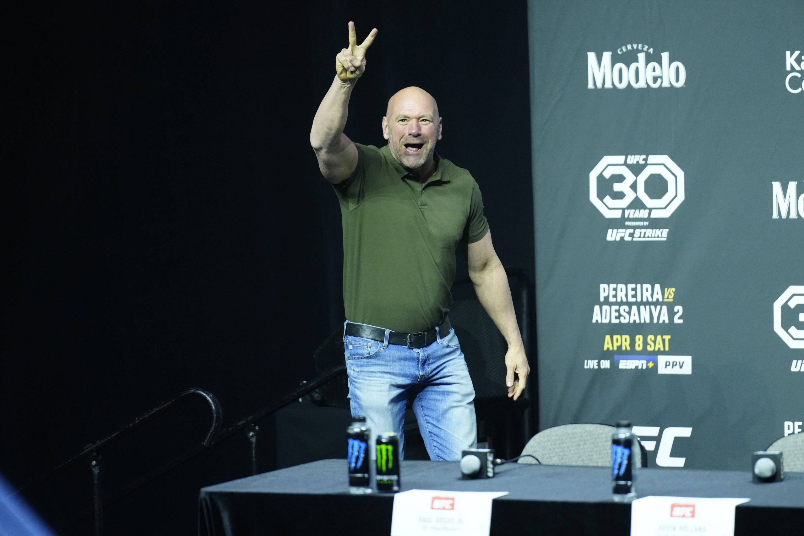 UFC boss Dana White speaks to the press