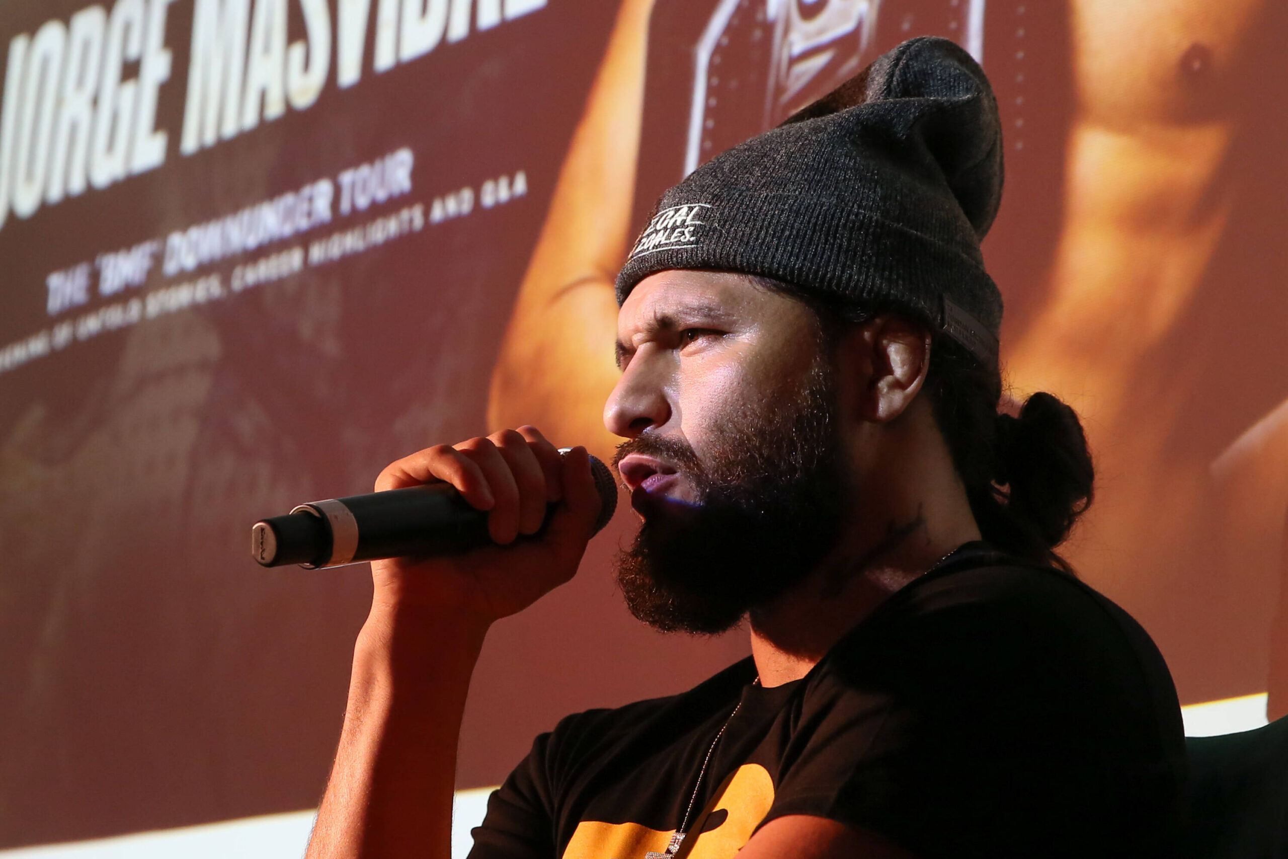 Jorge Masvidal during his Australian Tour at the Sydney Coliseum Theatre on February 13, 2020 in Sydney, NSW Australia Jorge Masvidal in Sydney - Z...