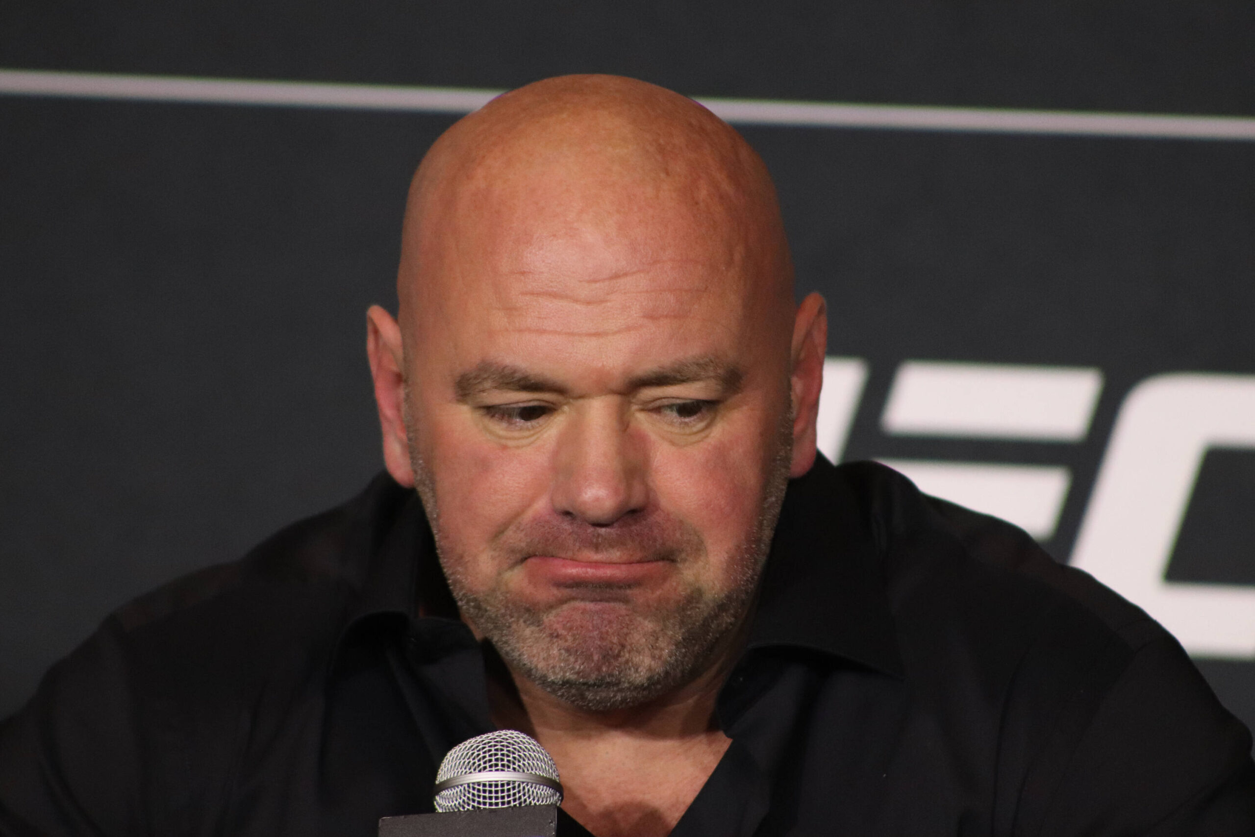 February 13, 2021, Las Vegas, Nevada, Las Vegas, NV, United States: Las Vegas, NV - February 13: Dana White interacts with media after the UFC 258 ...