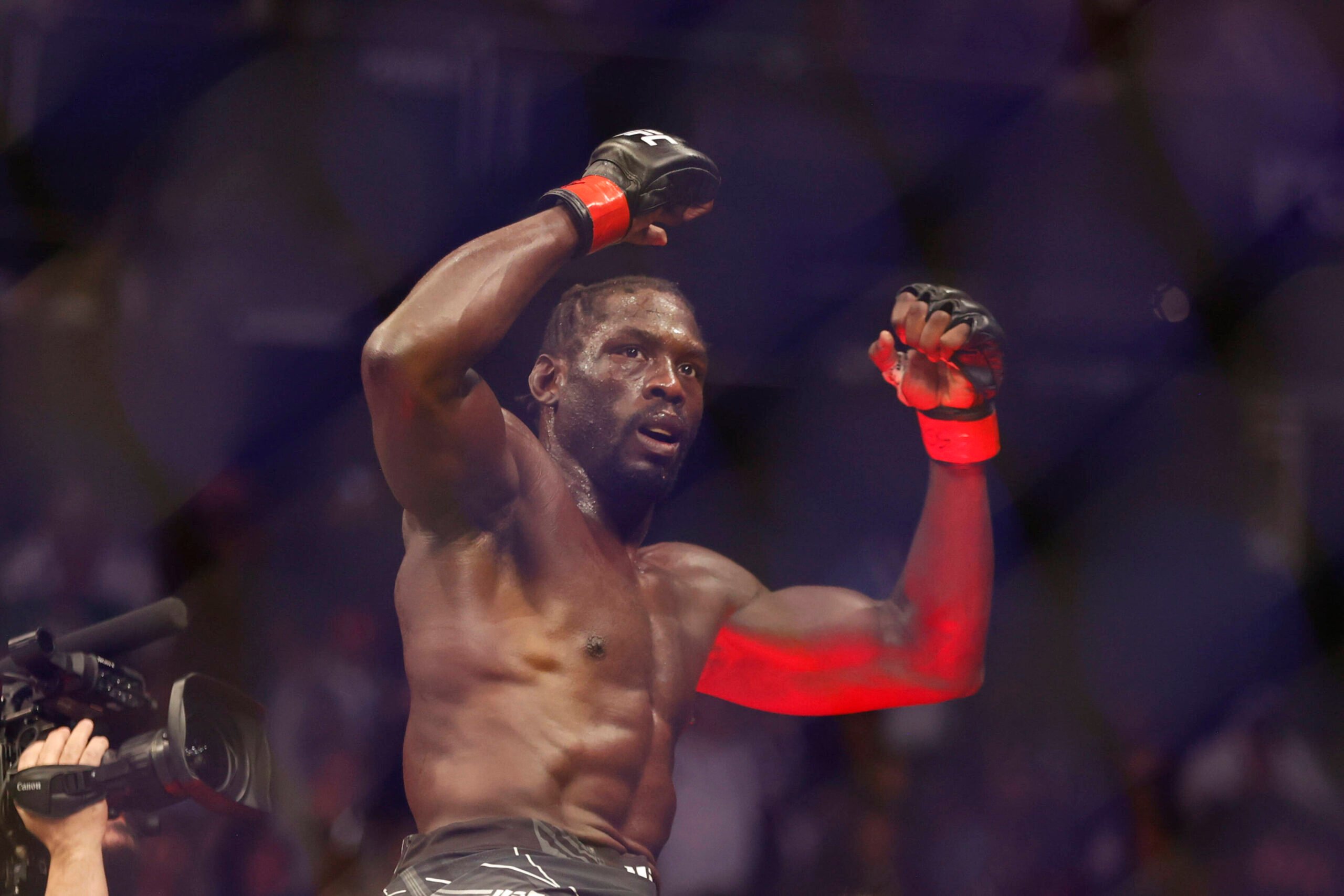 Jared Cannonier celebrates his win at UFC Fight Night event.