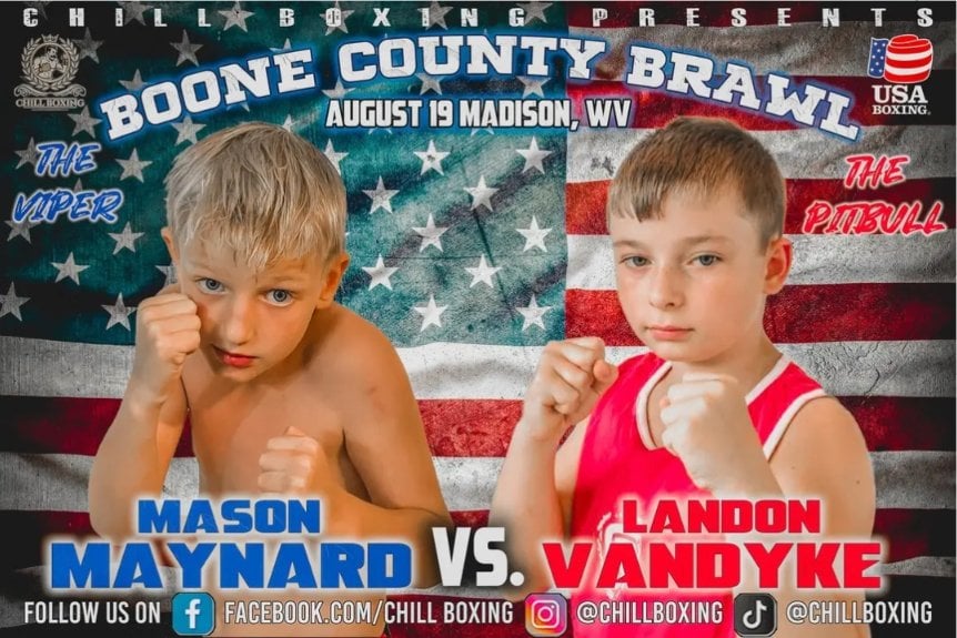 Boone County Brawl will feature a child boxing match between 9 year olds Mason “The Viper” Maynard from Ashland, KY and Landon “Pitbull” Vandyke fr...