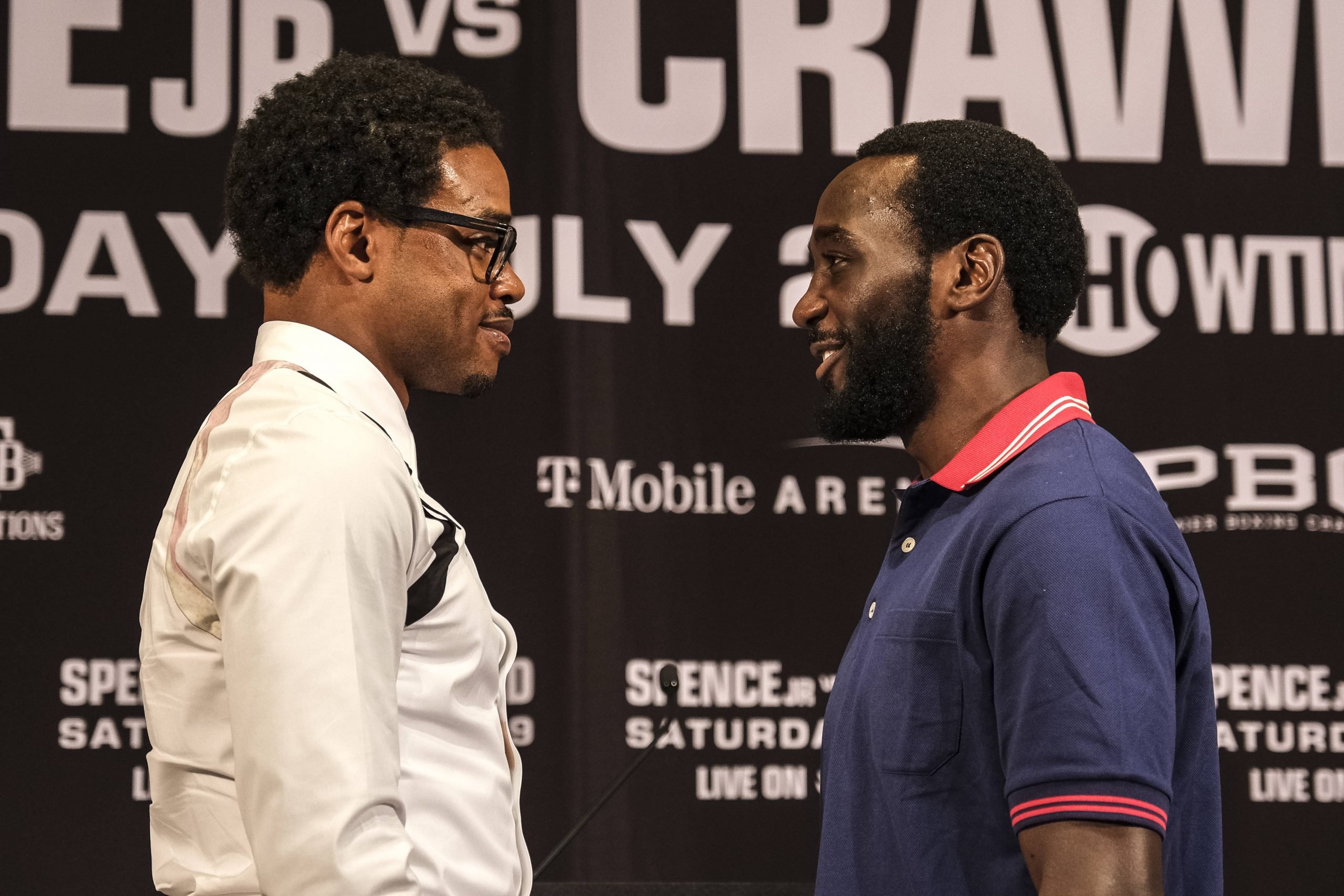 Errol Spence and Terence Crawford face off before their fight