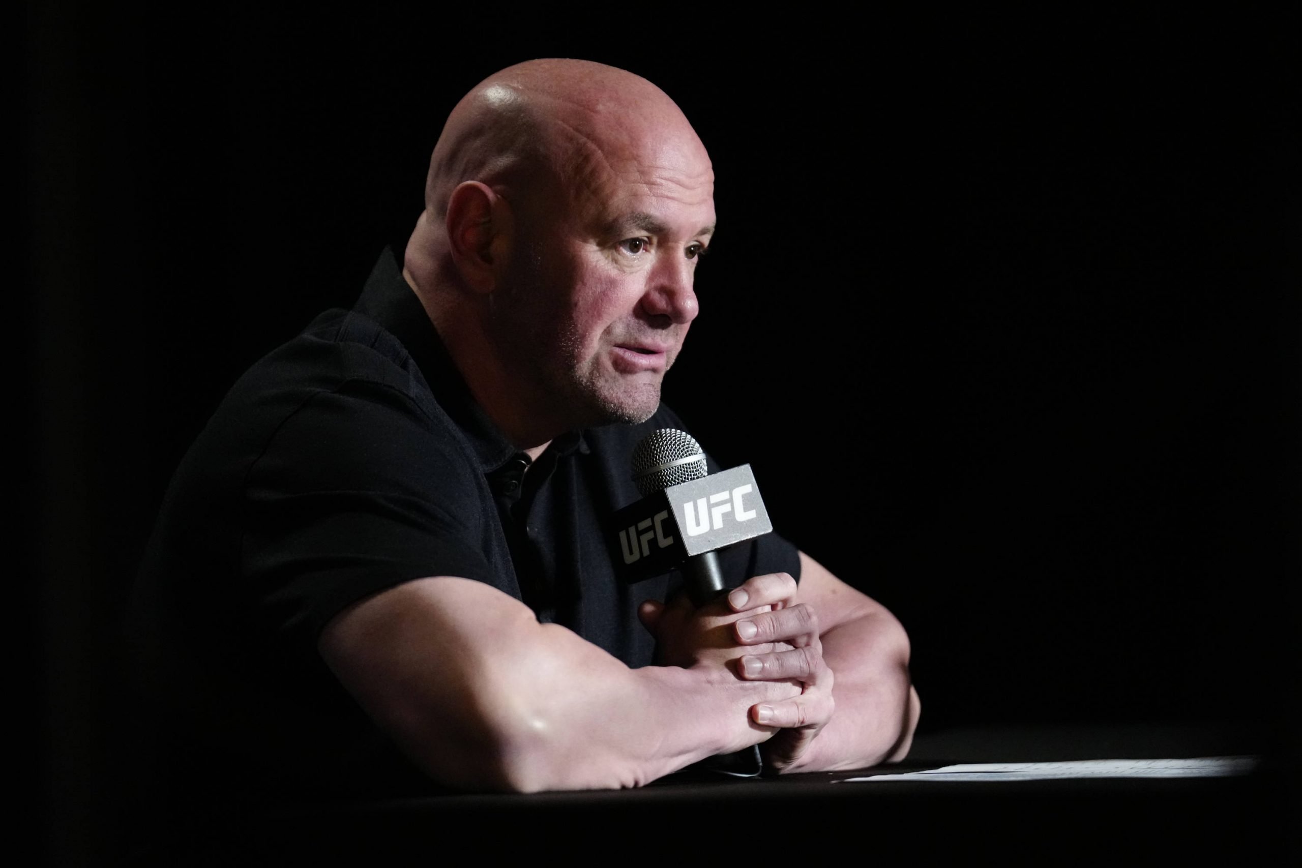 Dana White speaks to the press at UFC 290