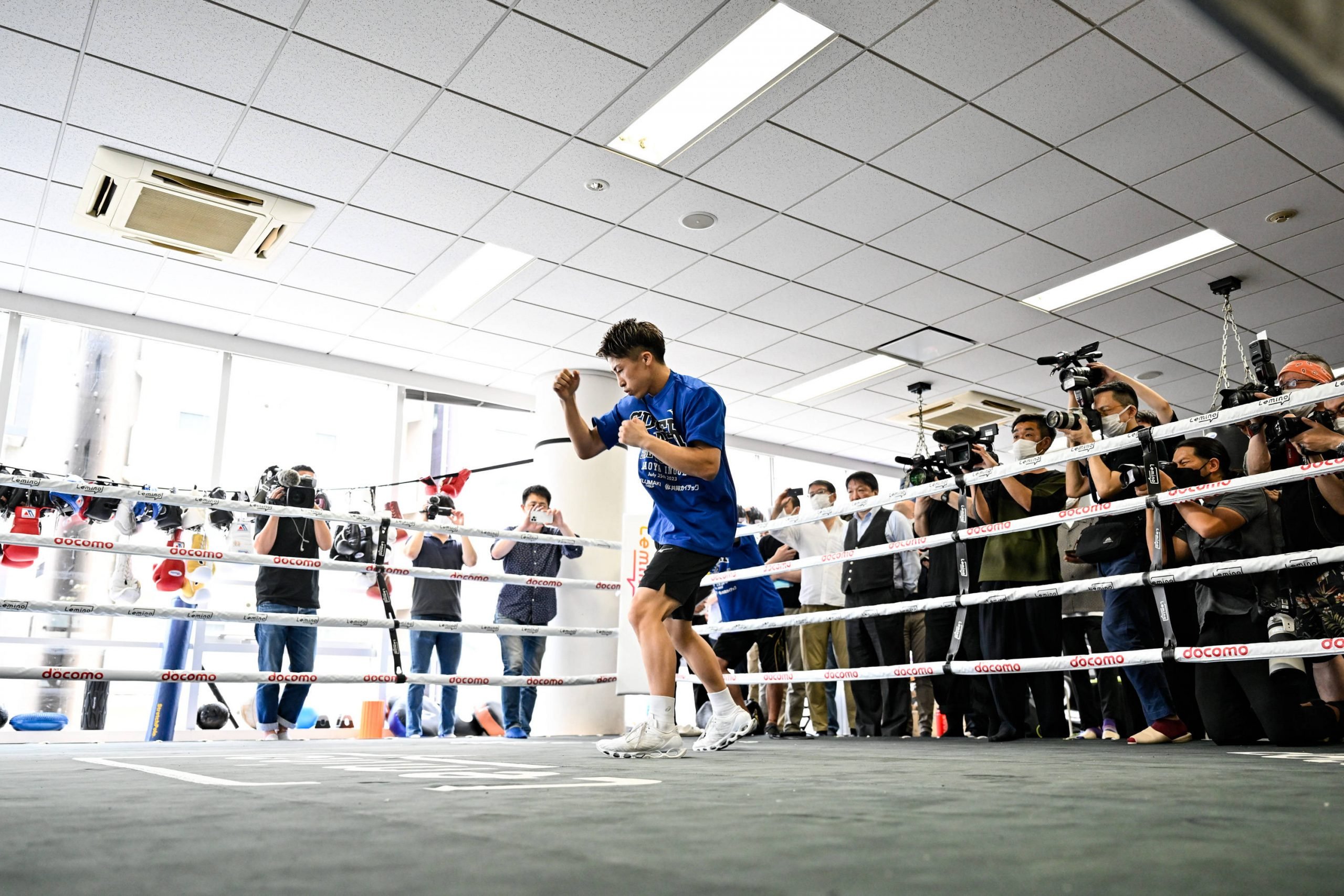 Naoya Inoue of Japan trains during a public workout at Ohhashi Boxing Gym on July 15, 2023 in Yokohama. Kanagawa, Japan. Challenger Inoue will figh...