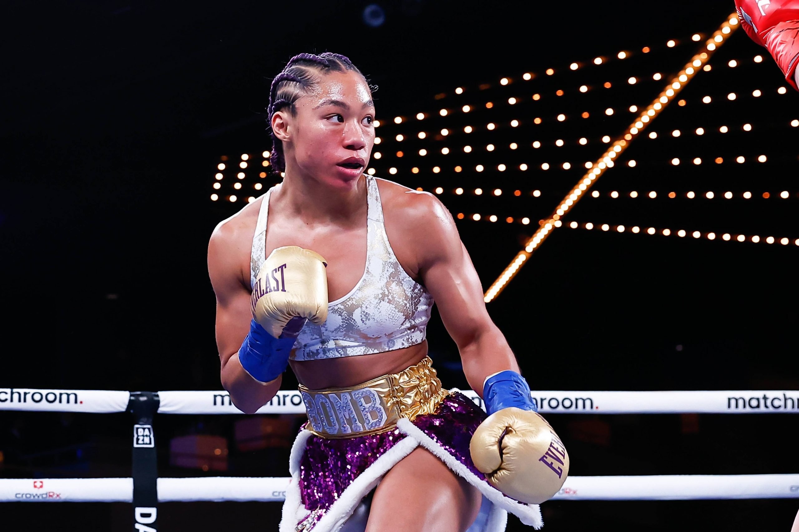 NEW YORK, NEW YORK - FEBRUARY 04: Alycia Baumgardner during her fight against Elhem Mekhaled(not pictured), during their fight for Baumgardner s WB...