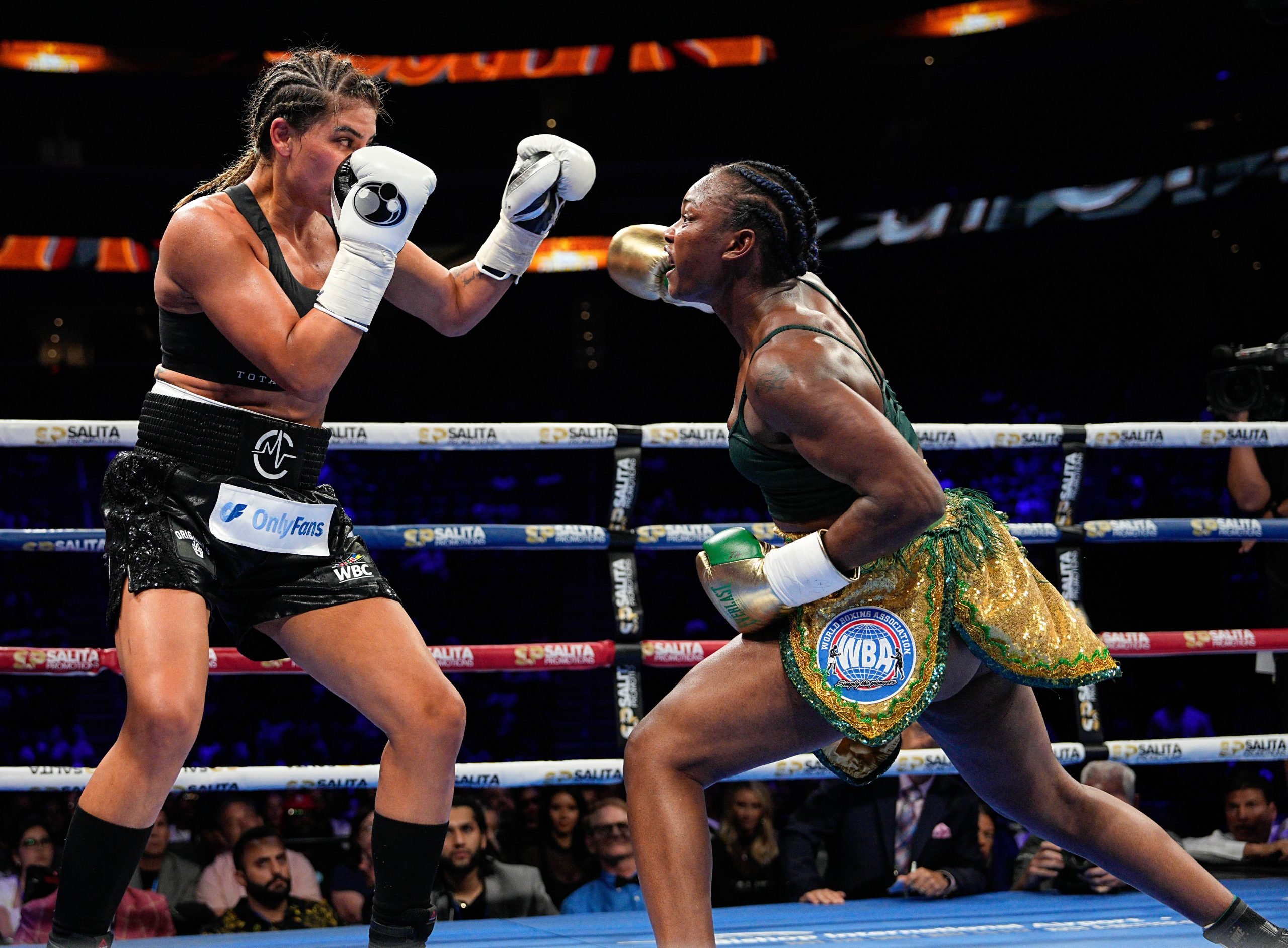 Boxing Great Claressa Shields during her recent fight. She has called out Jake Paul again.