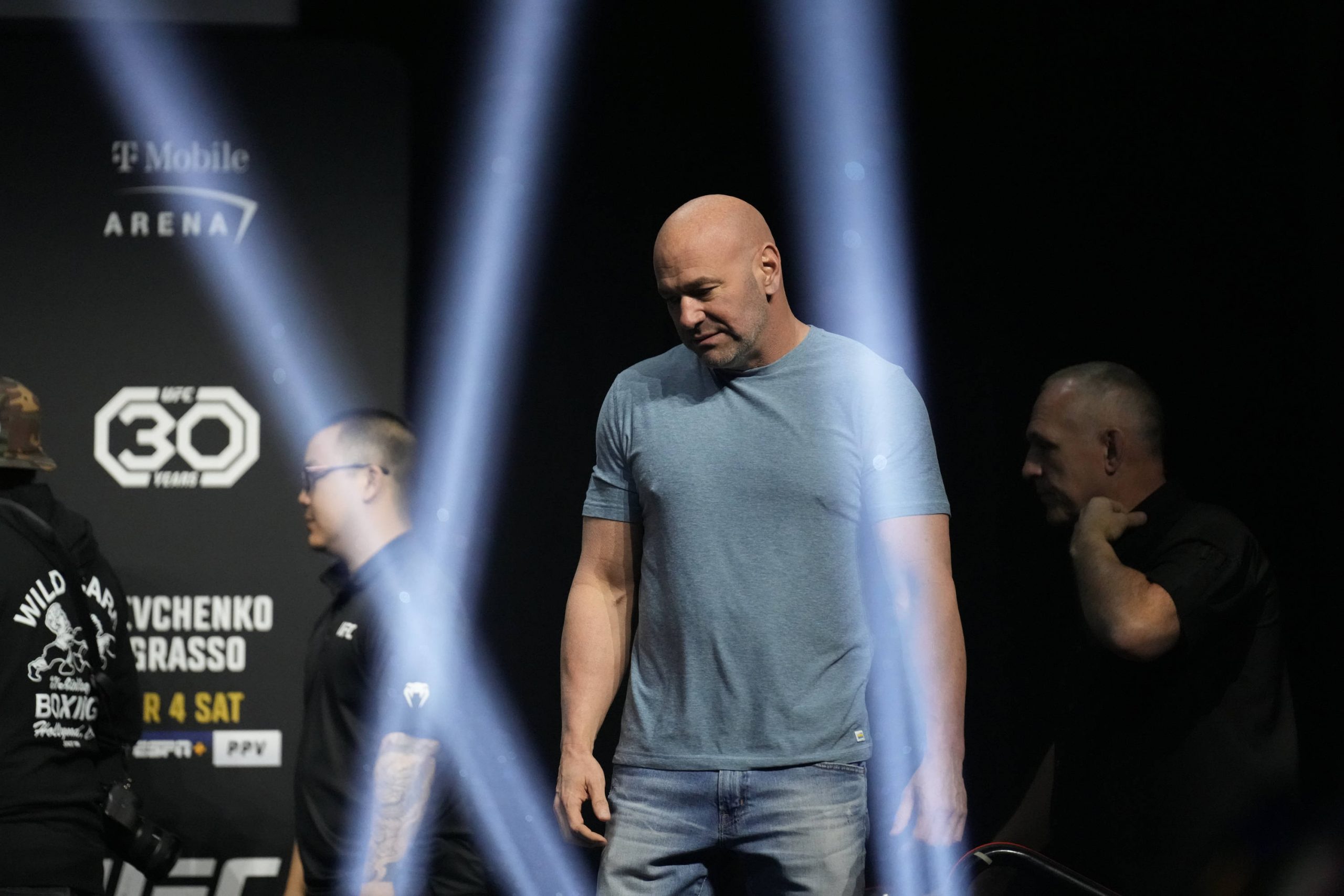 LAS VEGAS, NV - March 3: Dana White at the ceremonial weigh-ins at MGM Grand Garden Arena for UFC 285 -Jones vs Gane : Ceremonial Weigh-ins on Marc...