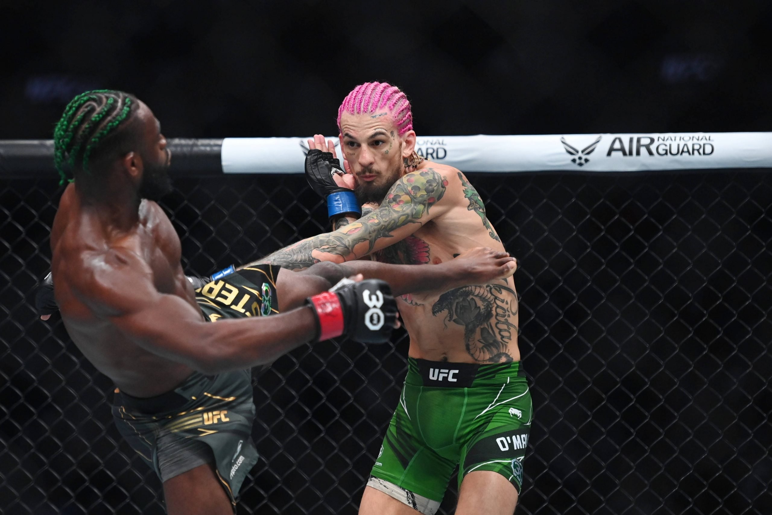 Sean O'Malley and Aljamain Sterling trade blows at UFC 292.