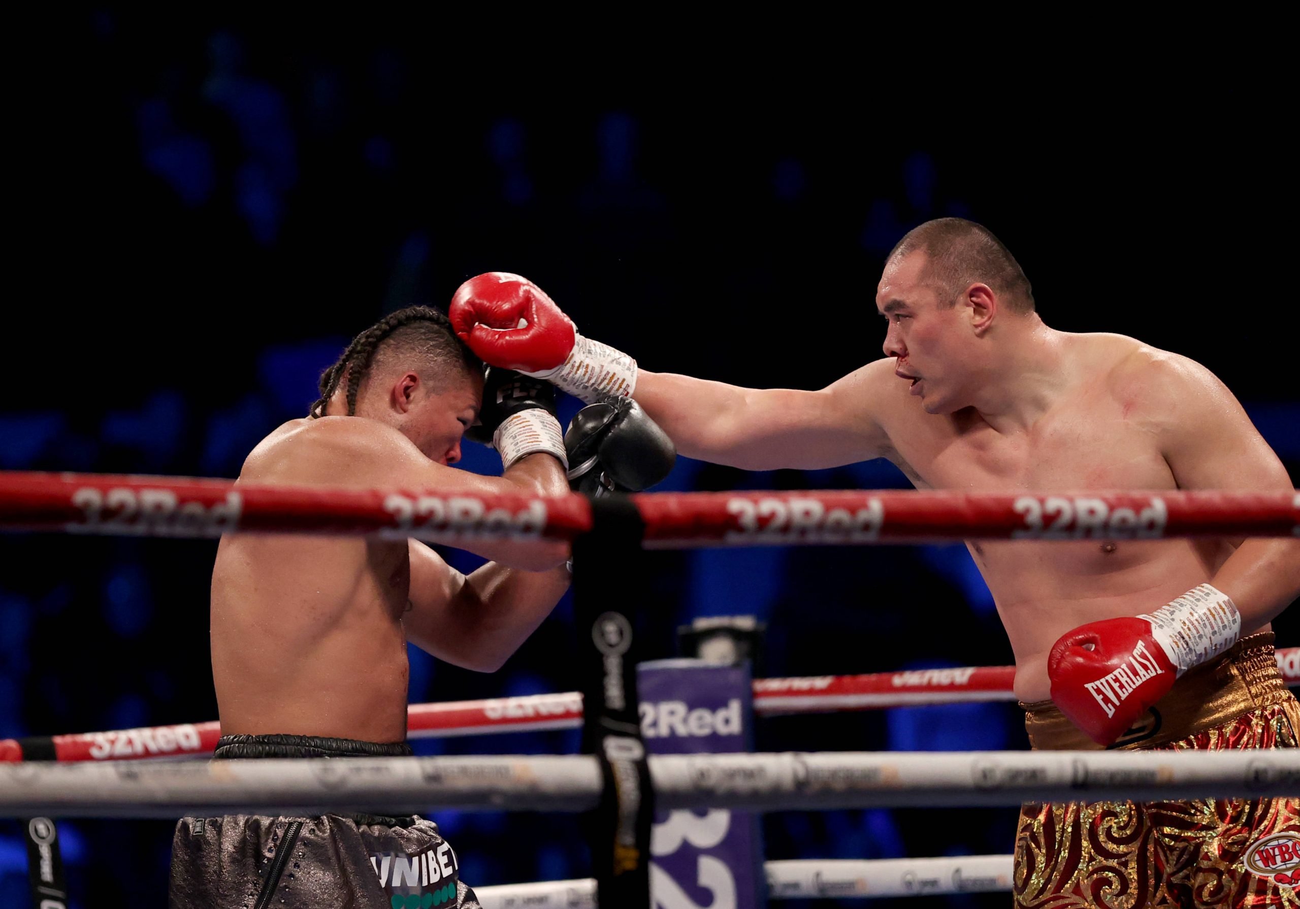 Zhilei Zhang lands on Joe Joyce during their first fight in April