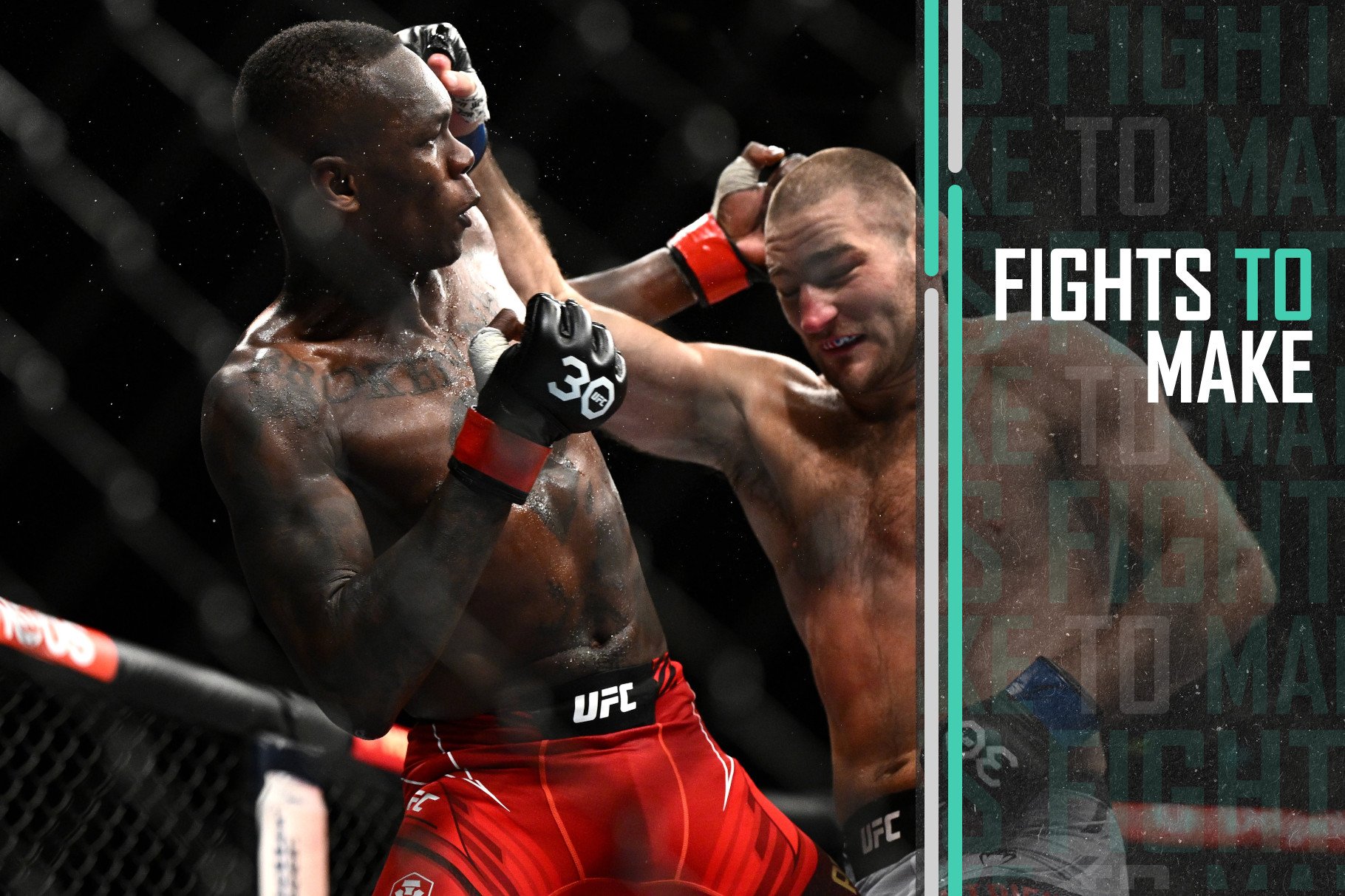 Israel Adesanya and Sean Strickland at UFC 293.