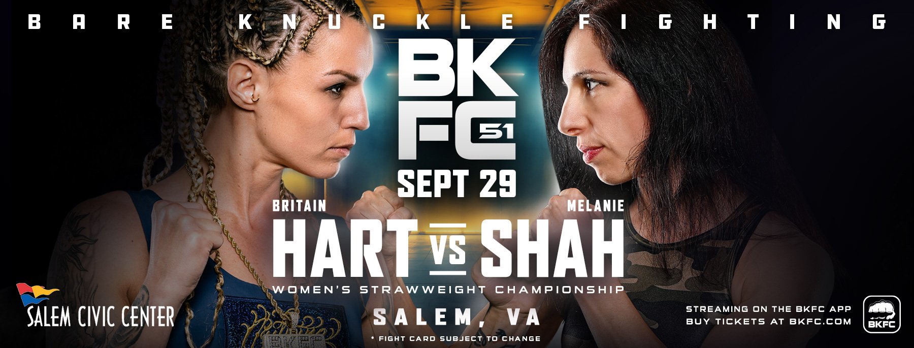 BKFC 51 featured women's champion Britain Hart defending her title against Melanie Shah.