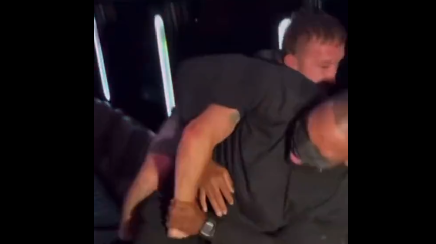 Justin Gaethje tussles with Nelk Boys security staff at UFC 294.