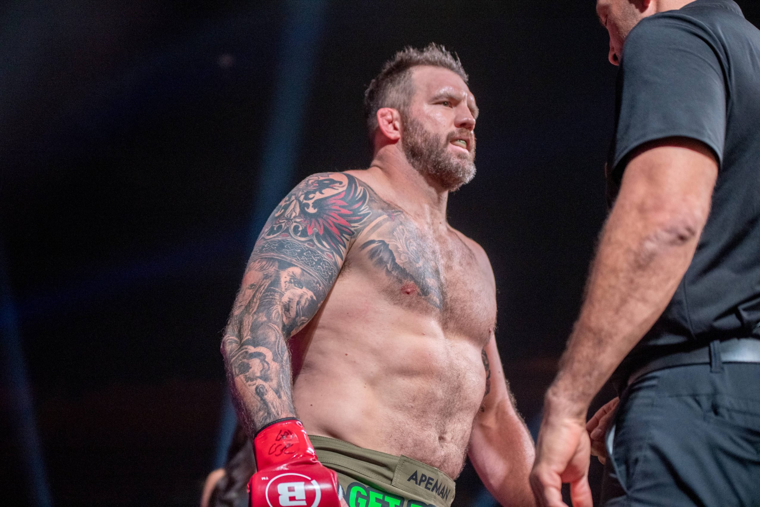 Ryan Bader enters the cage at Bellator 290.