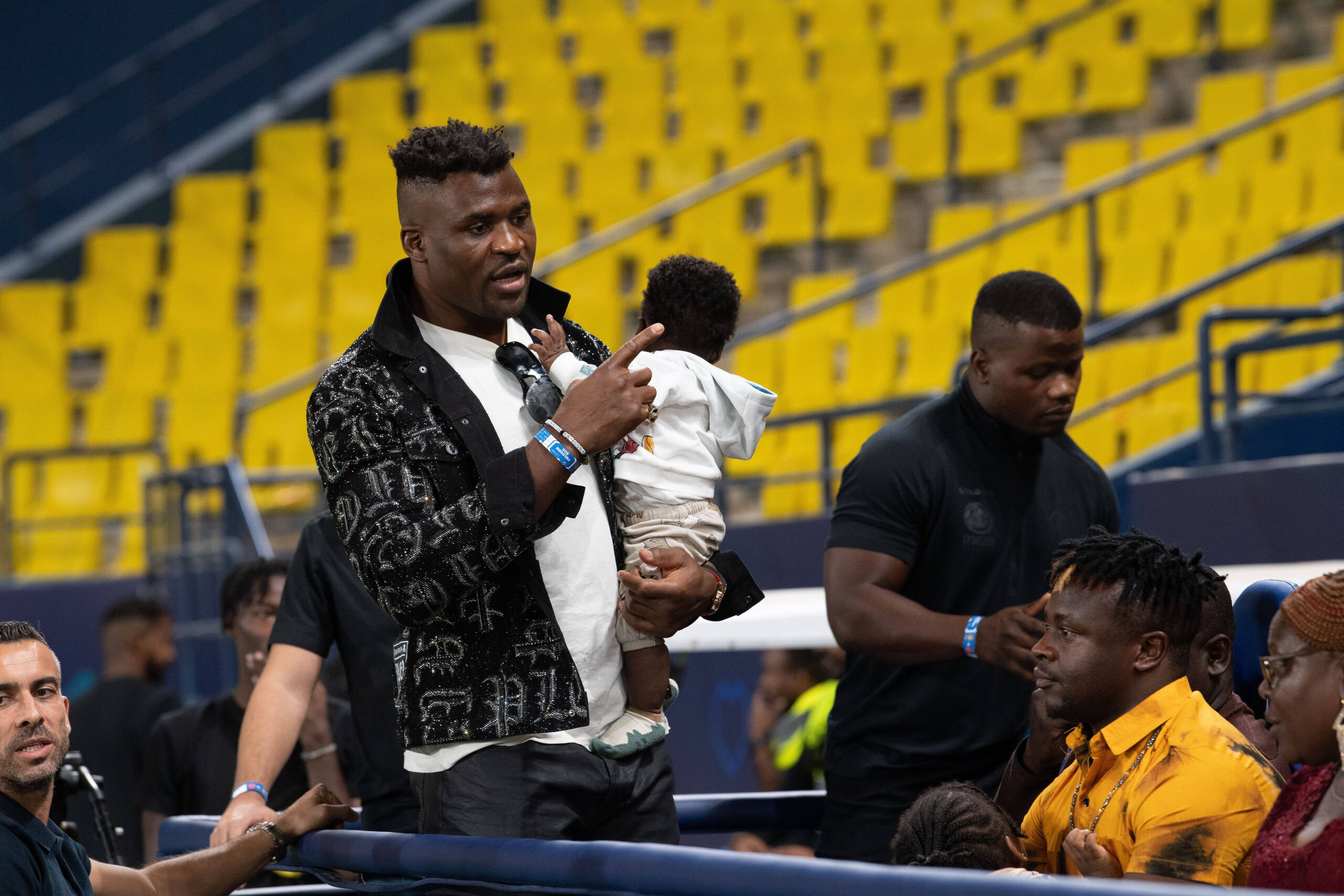 AFC Champions League 2023-24 MD3 Francis Ngannou speaks with friends at the end of the Al-Nassr FC (KSA) vs Al Duhail SC (QAT) Match Day 3 of the A...