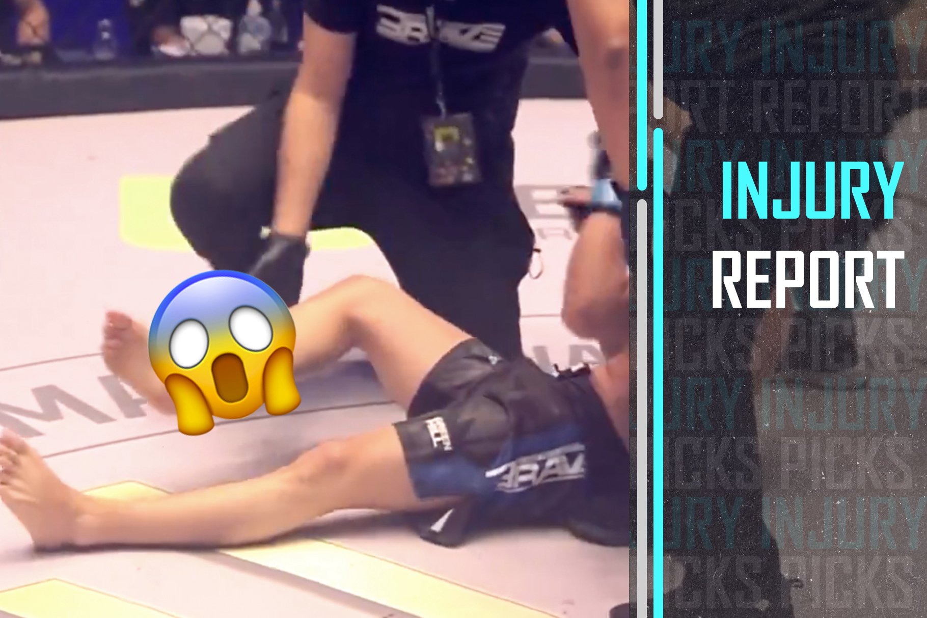MMA Fighter Beknazar Zhanybekov suffers an ankle injury at Brave CF 79.