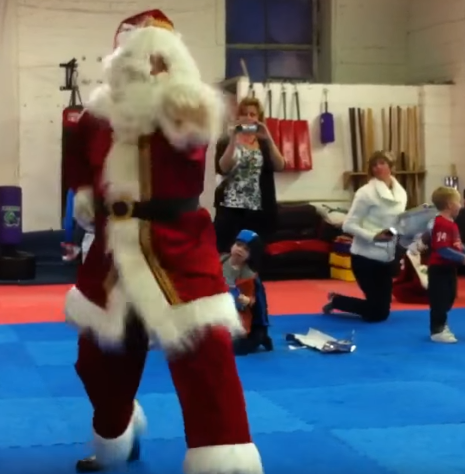 Santa Claus doing Karate katas