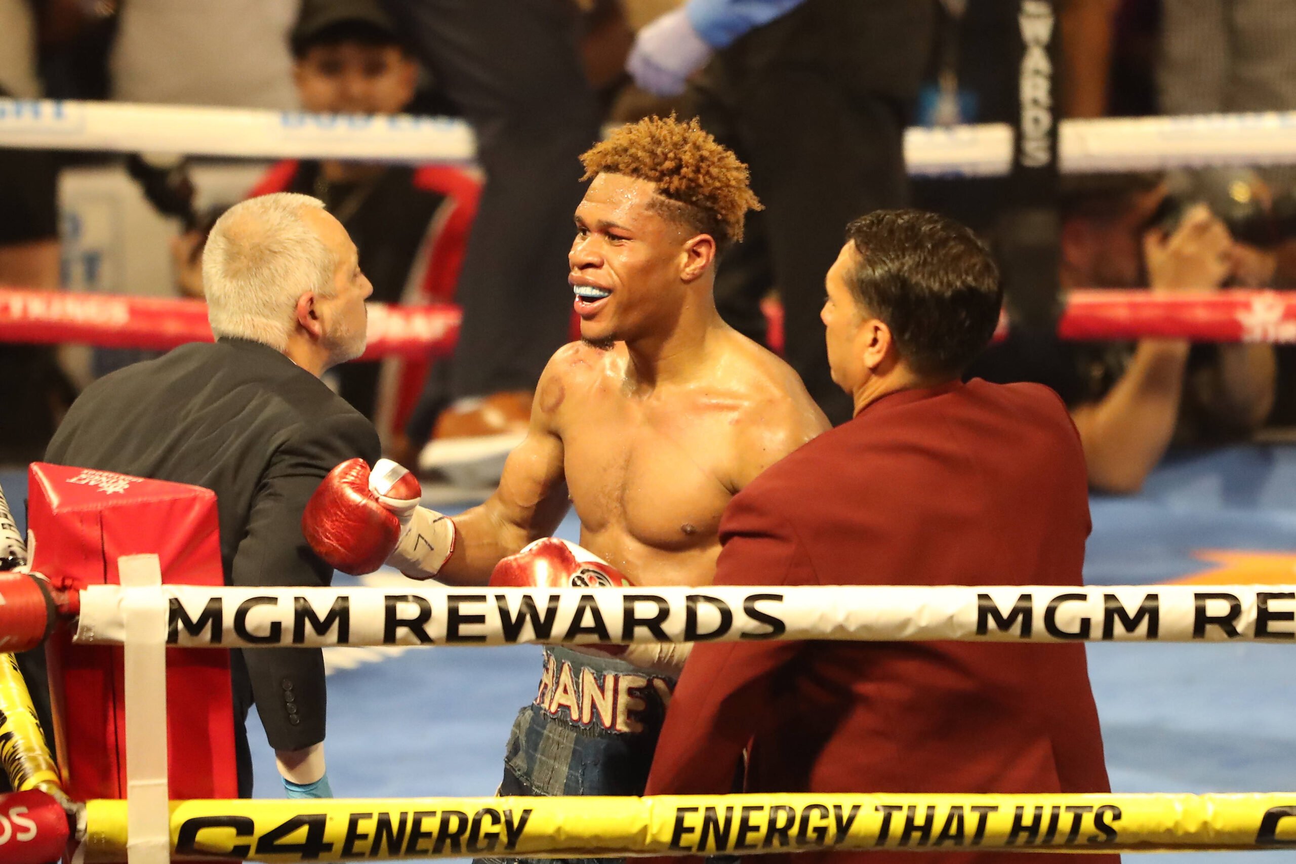 May 20, 2023, Las Vegas, Nevada, LAS VEGAS, NEVADA, United States: LAS VEGAS, NEVADA -May 20: Devin Haney celebrates his victory over Vasyl Lomache...