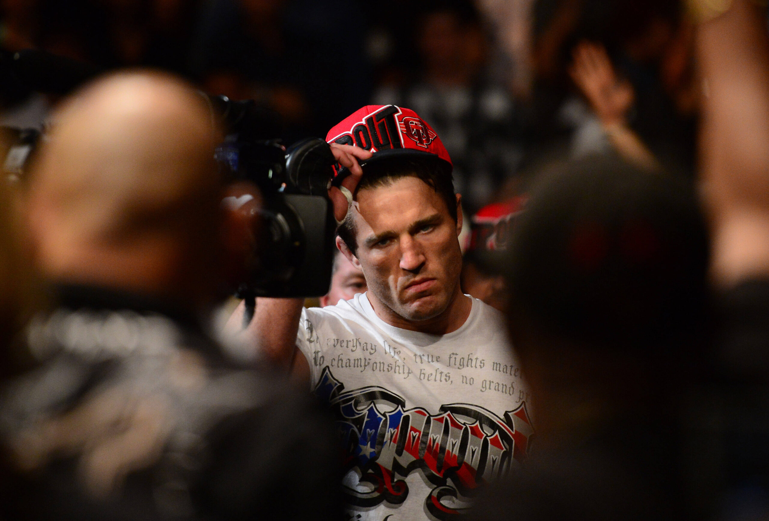 MMA: UFC 148-Silva vs Sonnen II Jul. 7, 2012; Las Vegas, NV, USA; UFC fighter Chael Sonnen (center) prepares to enter the ring prior to the fight a...