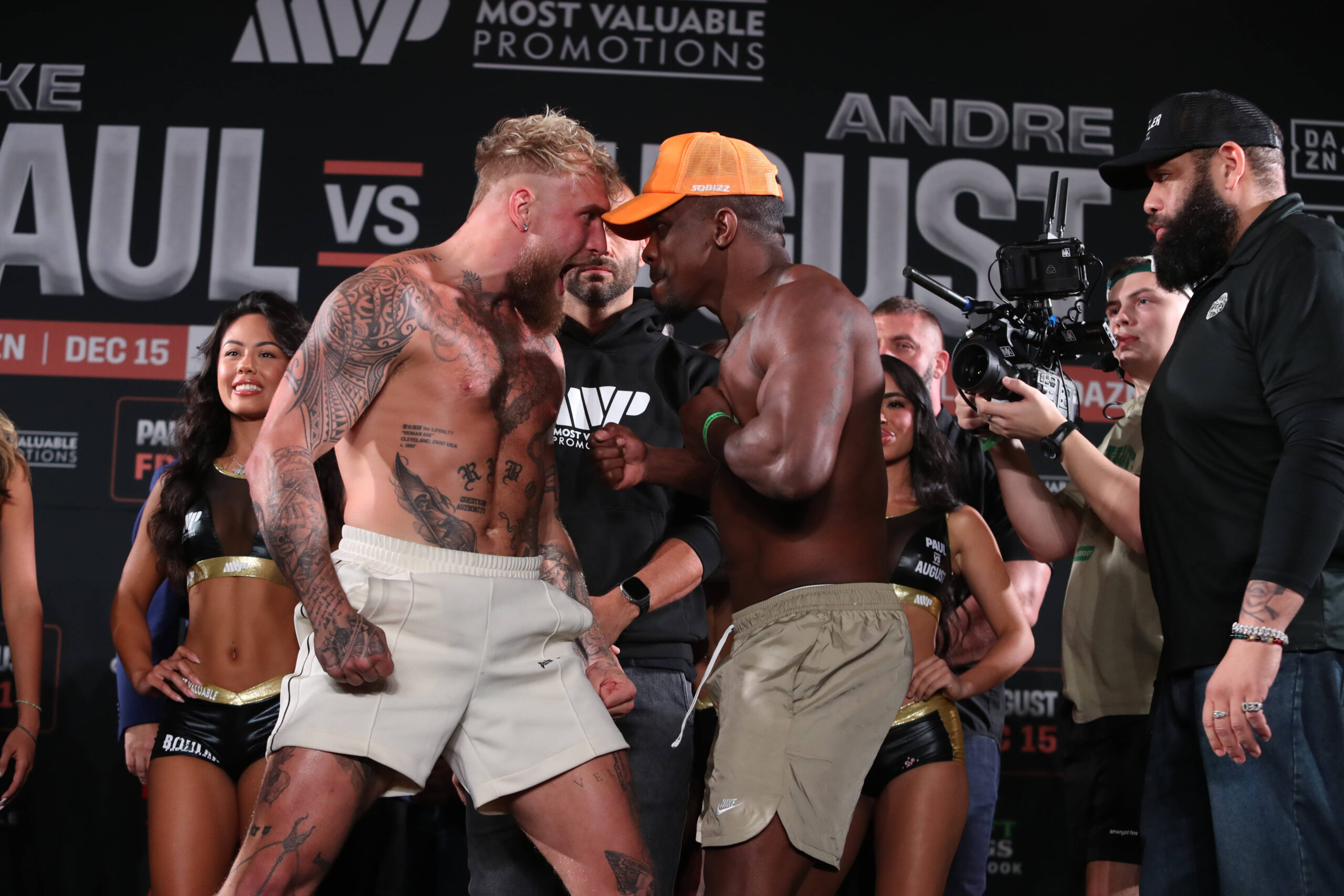 Weigh In,December 14 2023,Caribe Royale Resort,Orlandos,Orlando,Floridas,Florida,MVP Promotions, Jake Paul, Andre August Orlando Florida USA JakePa...