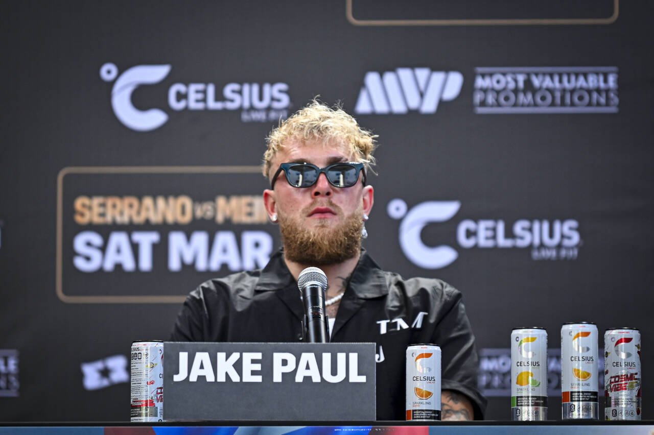 Amanda Serrano v Nina Meinke - press conference, PK, Pressekonferenz Jake Paul is attending a press conference at Distrito T-Mobile in San Juan, Pu...