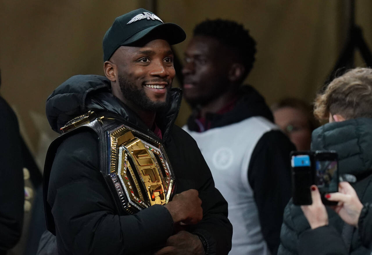 Aston Villa v Burnley - Premier League - Villa Park UFC Welterweight Champion Leon Edwards on the pitch at half time during the Premier League matc...