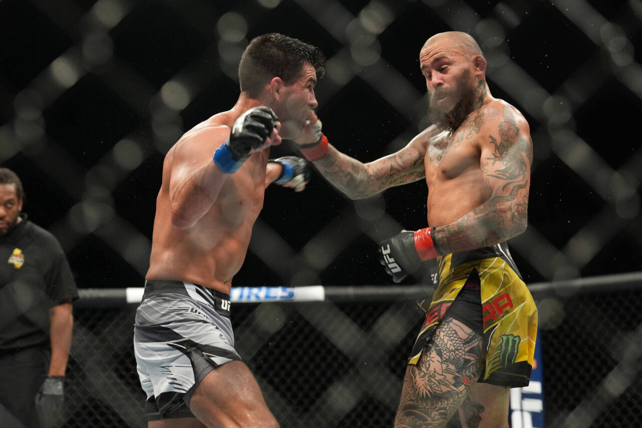 August 13, 2022, San Diego, California, San Diego, CA, United States: SAN DIEGO, CA - AUGUST 13: (R-L) Marlon Vera punches Dominic Cruz in their Ba...