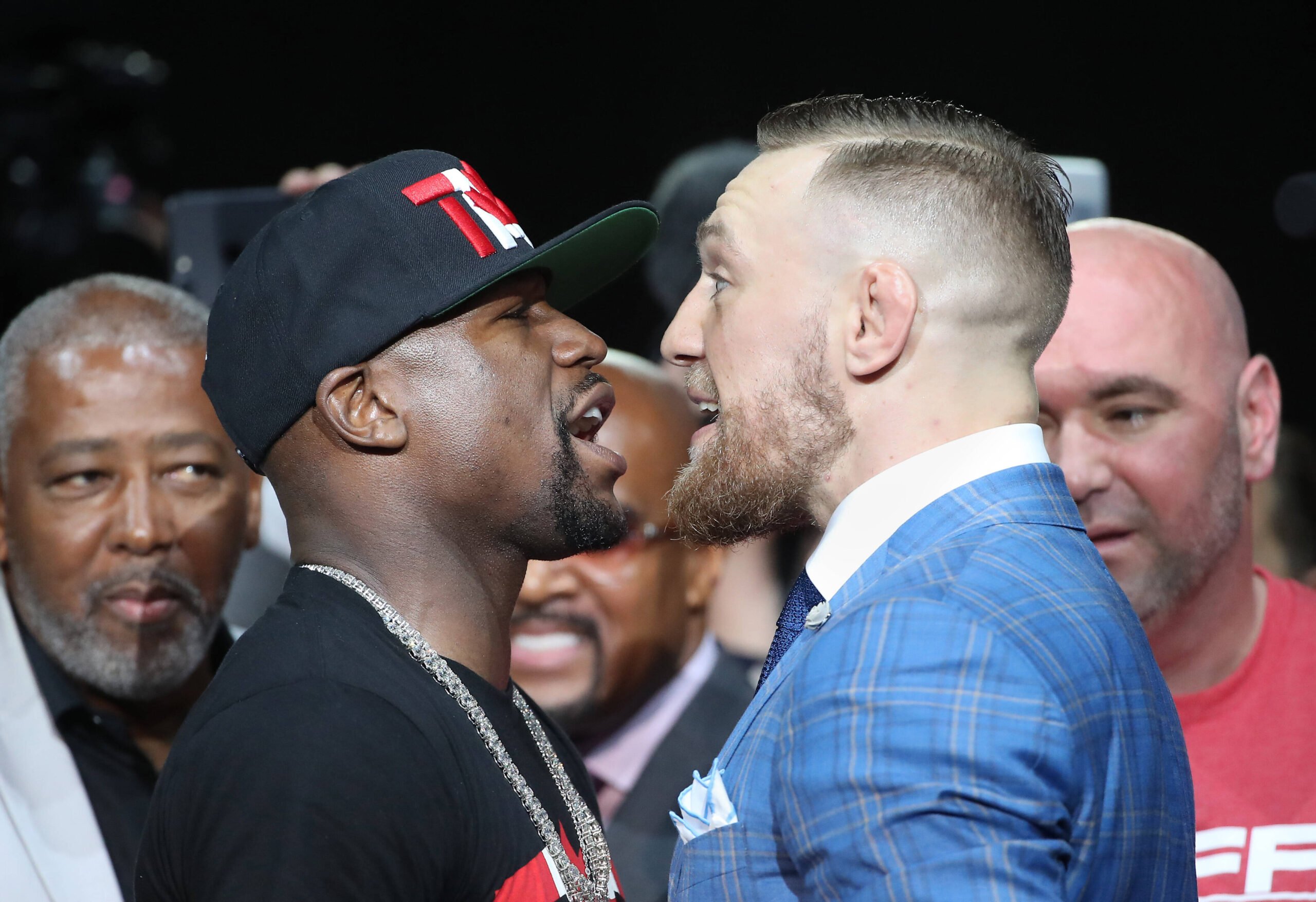 Boxing: Mayweather vs McGregor-World Tour, Jul 12, 2017; Toronto, Ontario, Canada; Floyd Mayweather and Conor McGregor stare each other down during...
