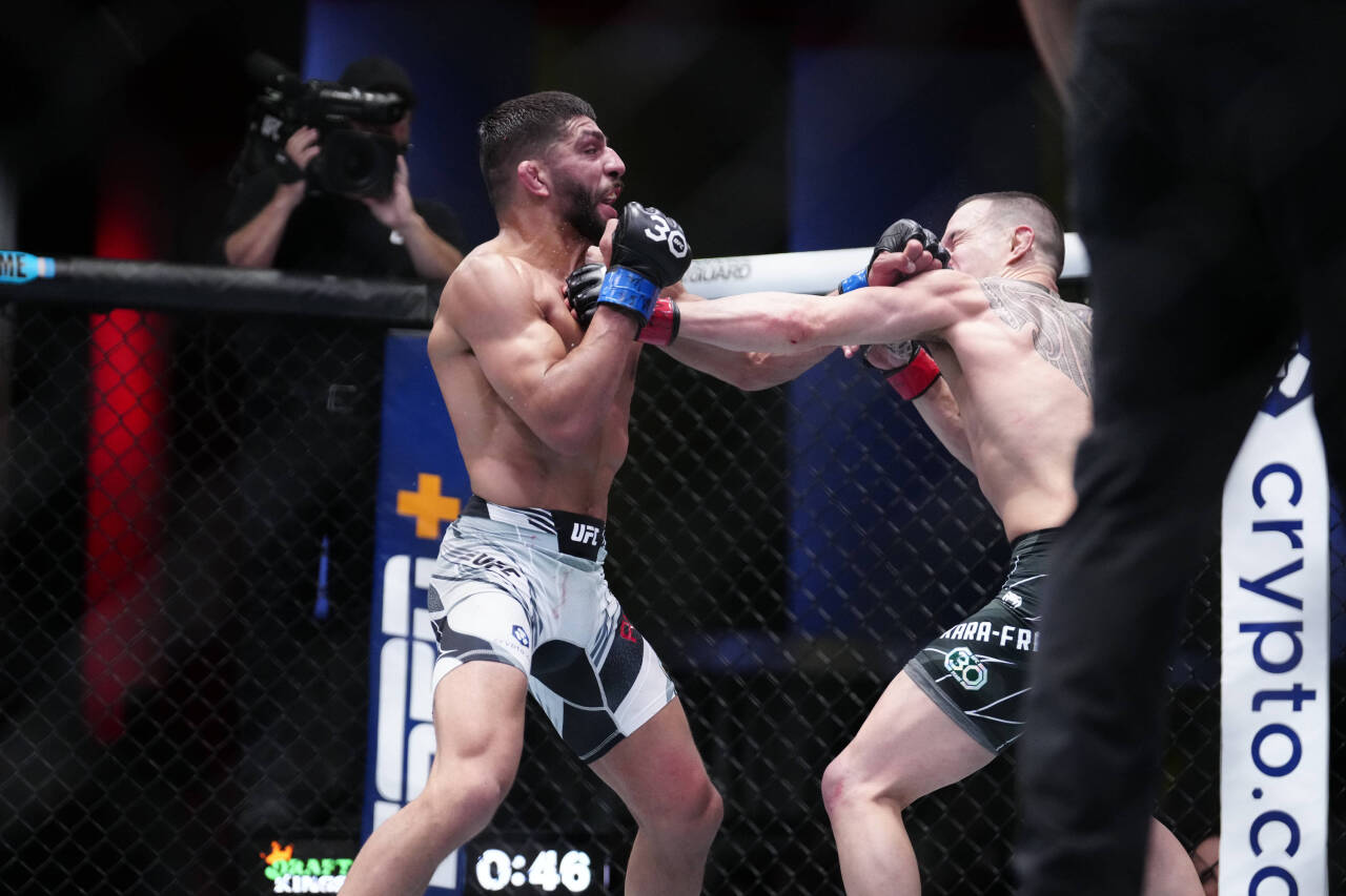 June 3, 2023, Las Vegas, NV, LAS VEGAS, NV, United States: LAS VEGAS, NV - June 3: KaI Kara-France and Amir Albazi compete in a 5-round bout at UFC...
