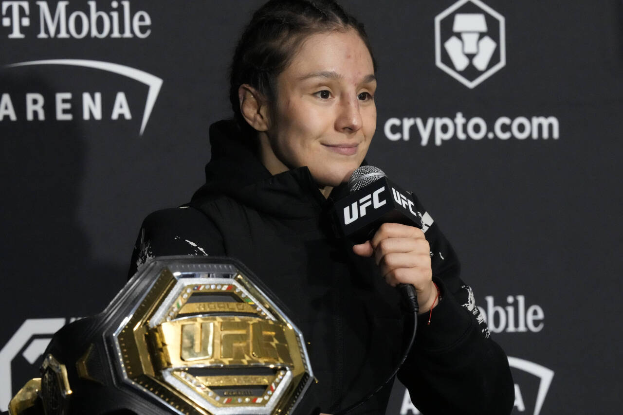 LAS VEGAS, NV - March 5: Alexa Grasso meets with the press following her win over Valentina Shevchenko at T-Mobile Arena for UFC 285 -Jones vs Gane...